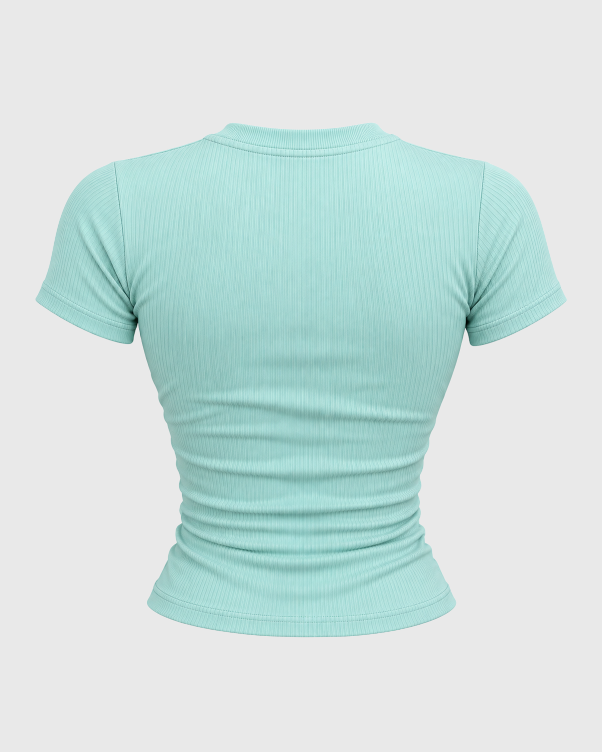 Women's Mint Green Short-Sleeve Ribbed Crop Top
