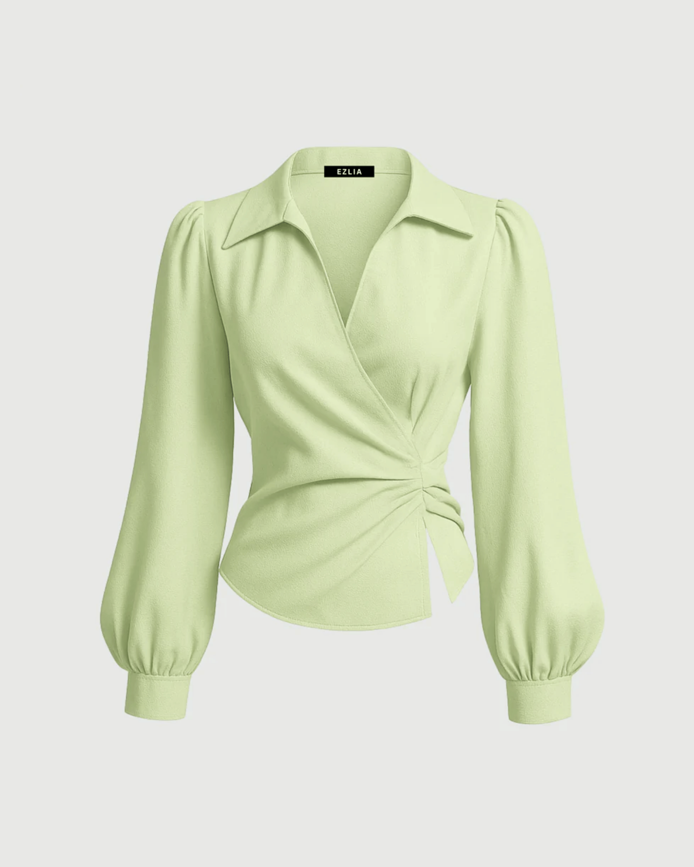 Green V-Neck Bubble Wrap Top