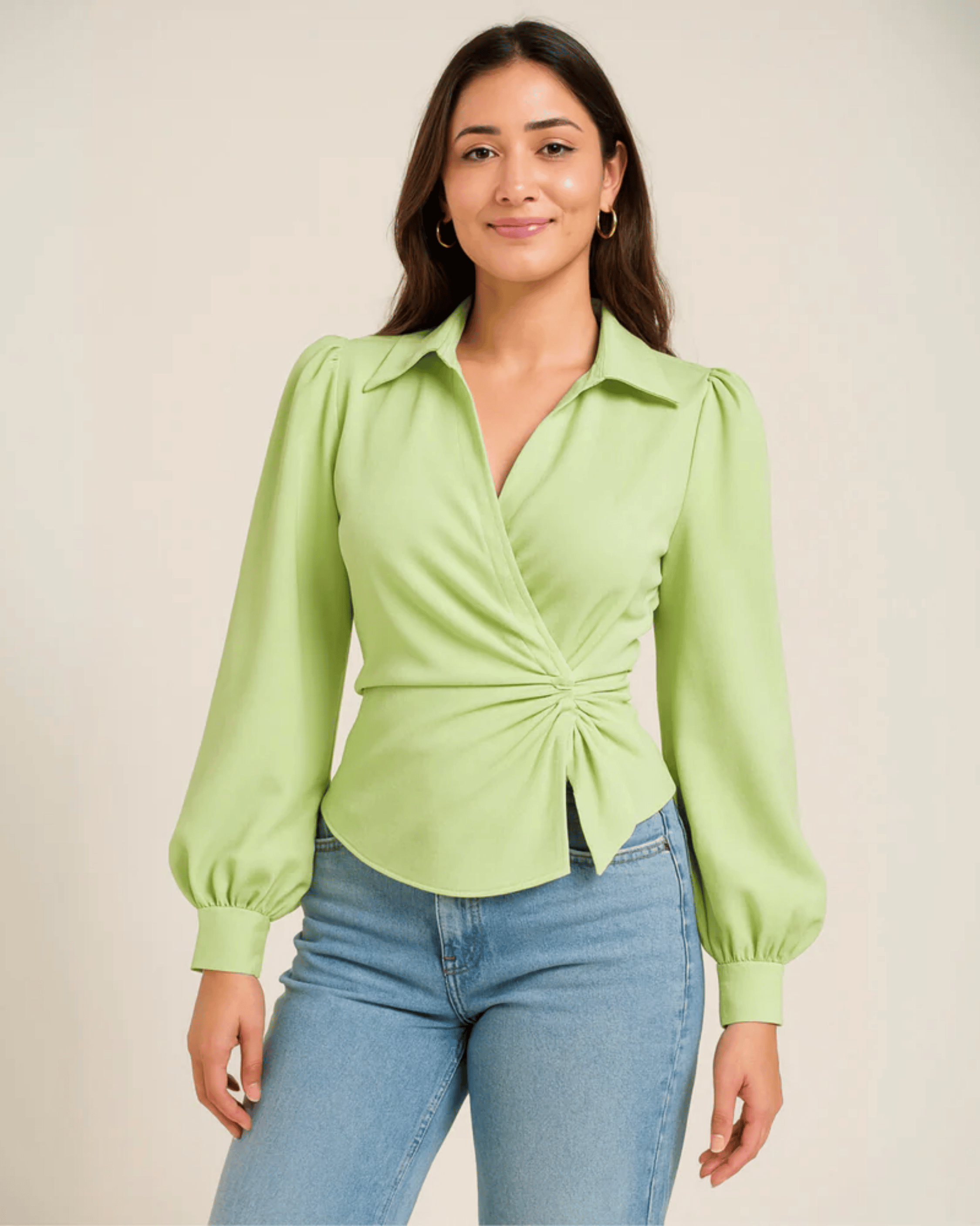 COMBO: V-Neck Bubble Wrap Pink & Green Top
