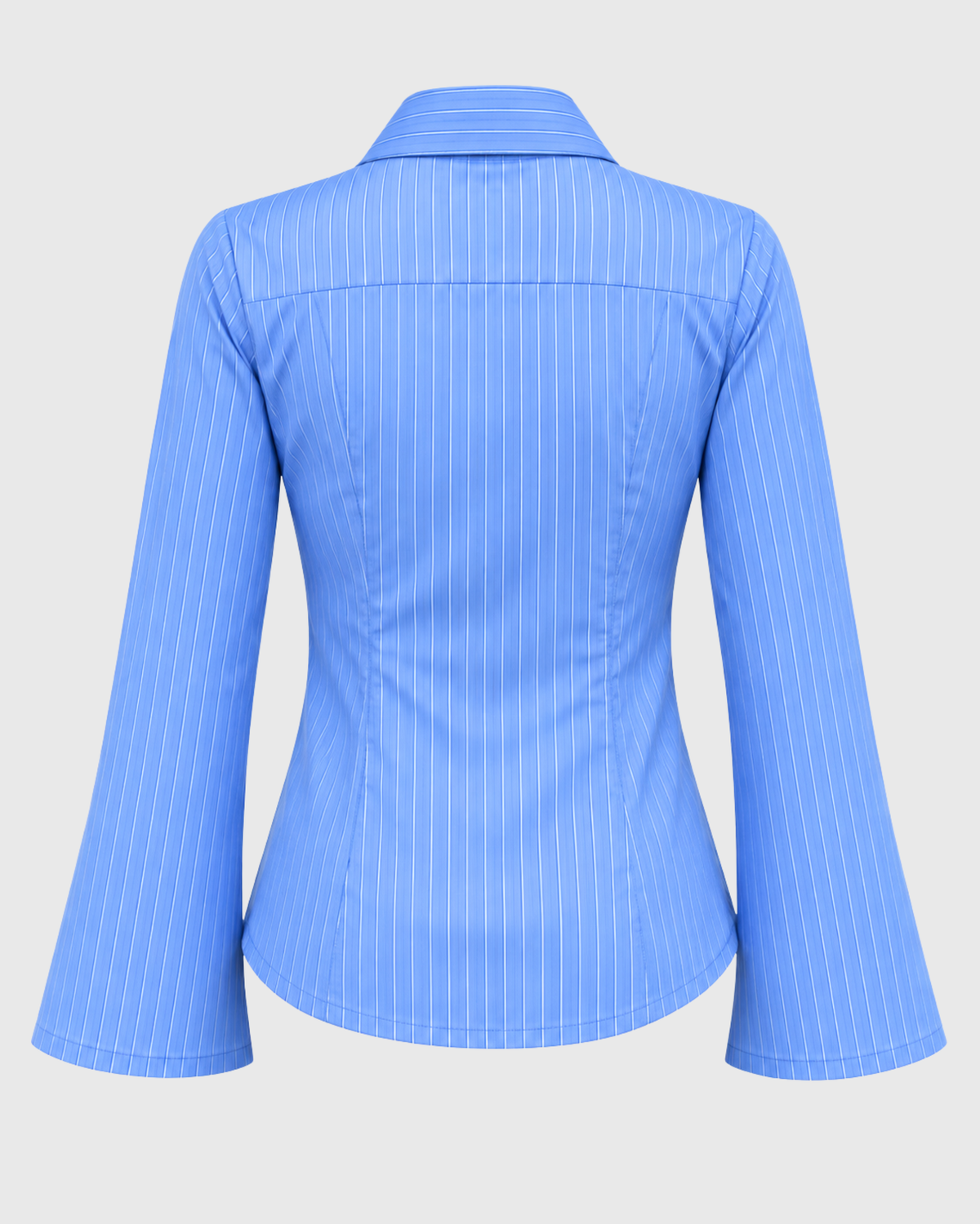 womens-blue-striped-flared-sleeve-shirt