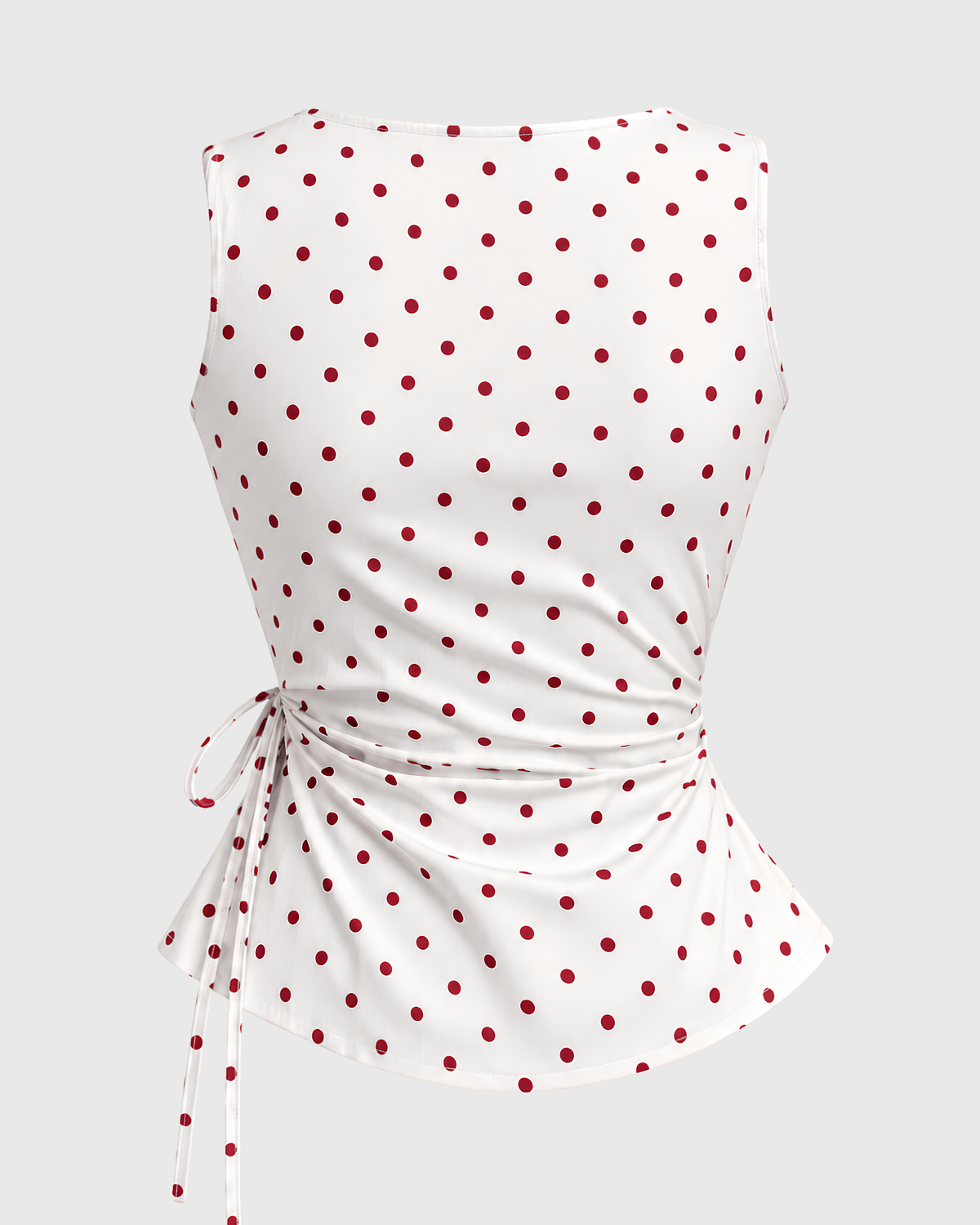 Women's Red Polka Dot Wrap Top with Side Tie