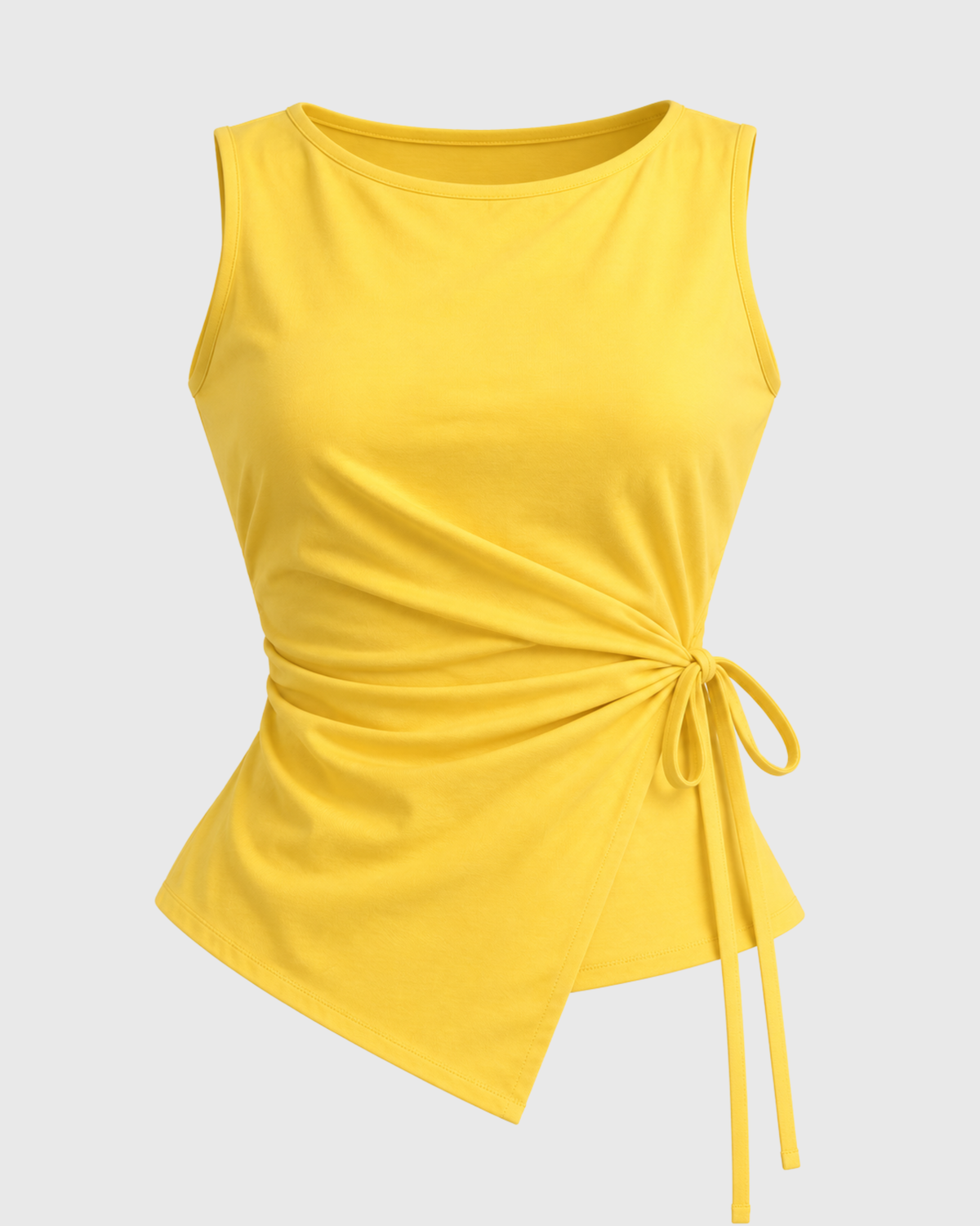 Women's Yellow Wrap Top | Sleeveless Side-Tie Top