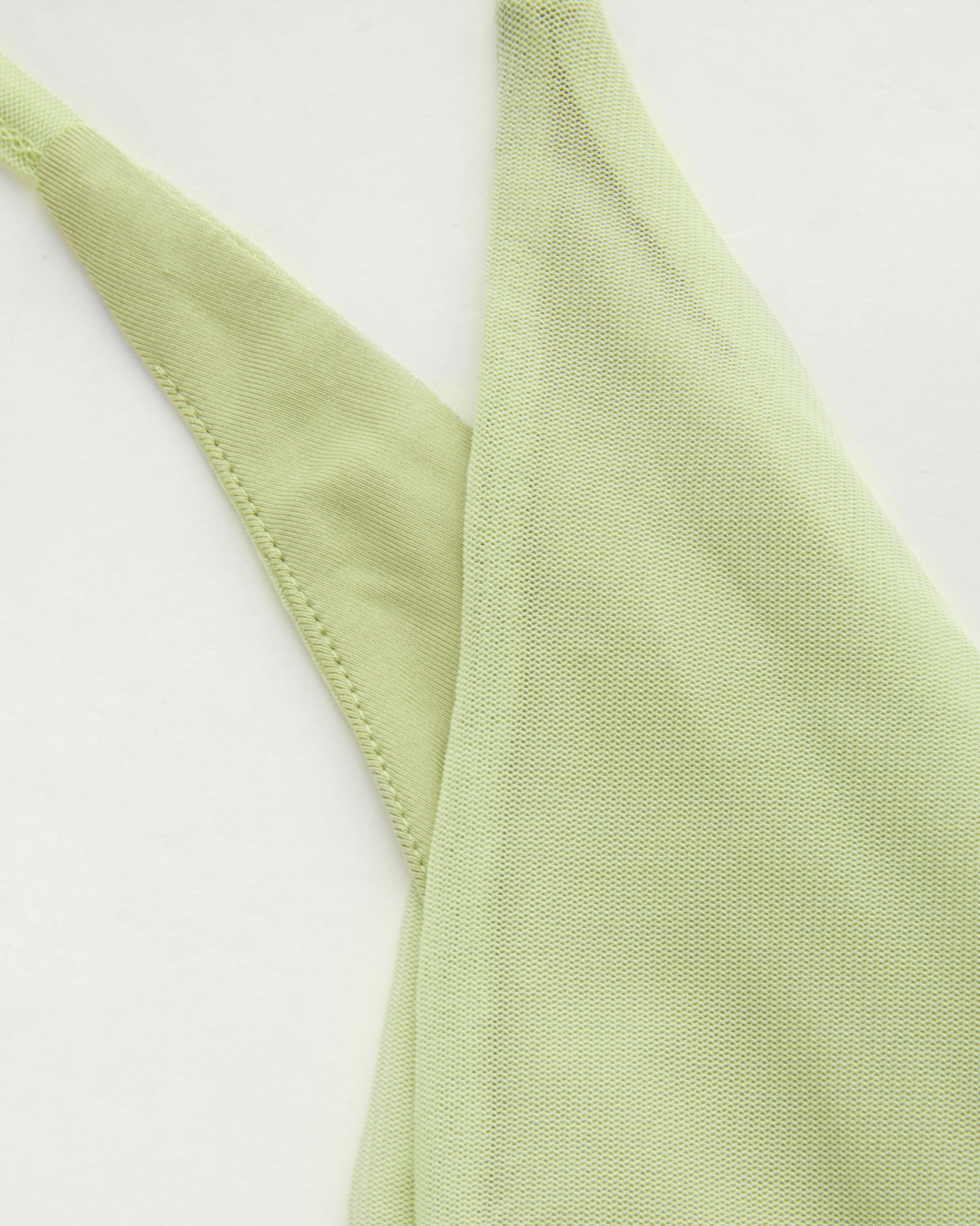 Women’s Solid Mesh Asymmetrical Neck Mini Dress with Layered Ruffle Hem - Matcha Green