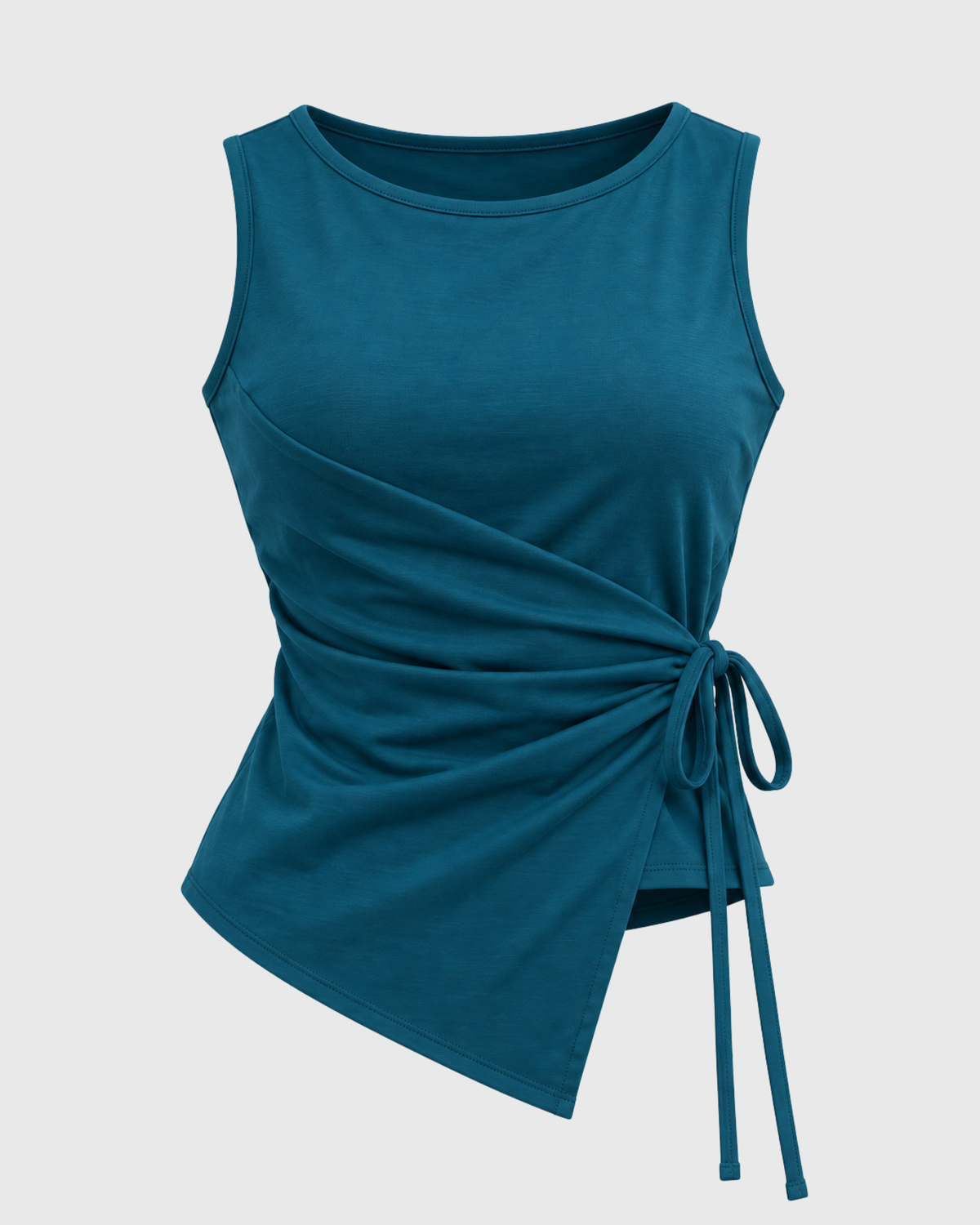 Women's Teal Blue Wrap Top with Side Tie