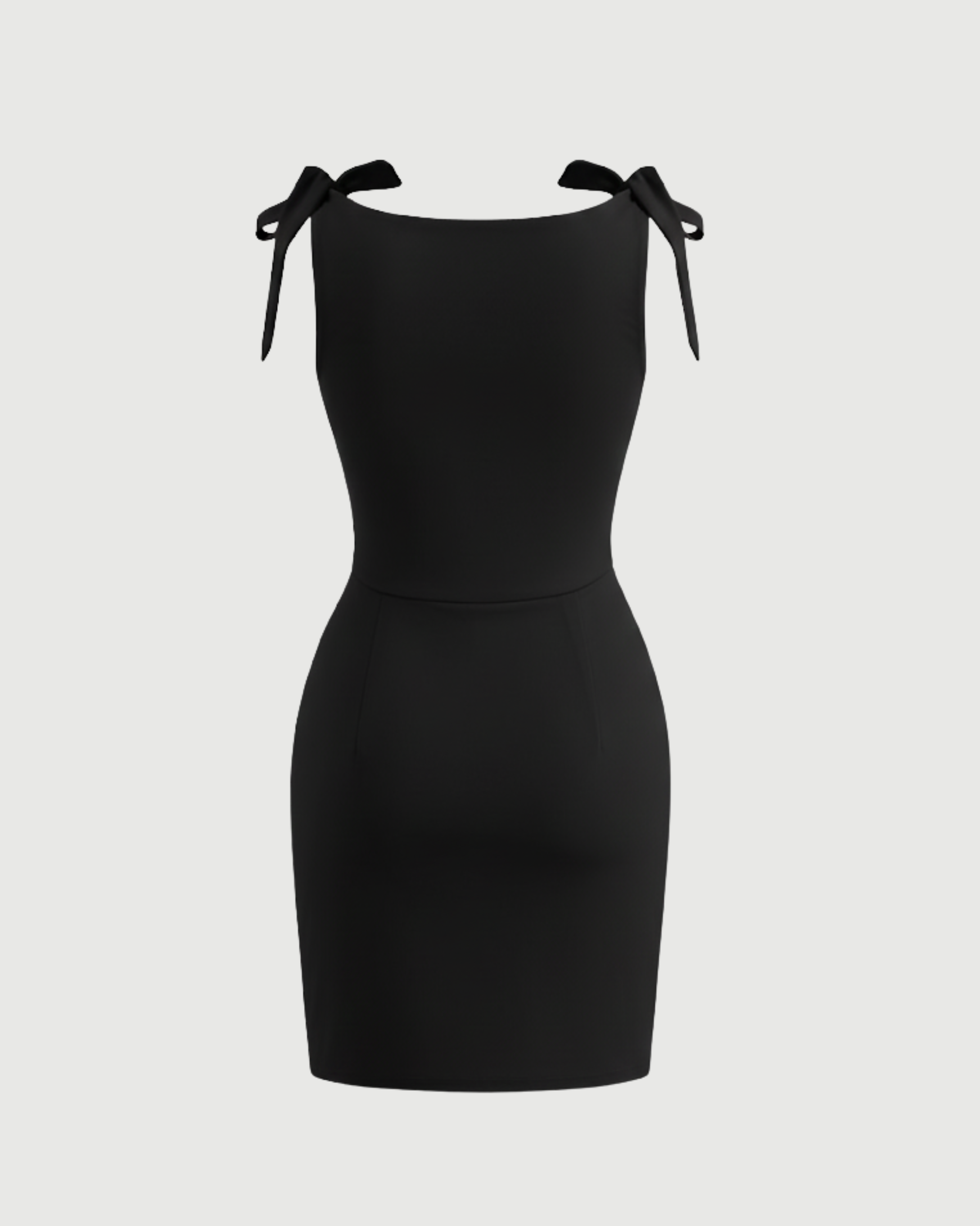 Soft Jersey Boat-Neck Wrap-Tie Mini Dress - Black