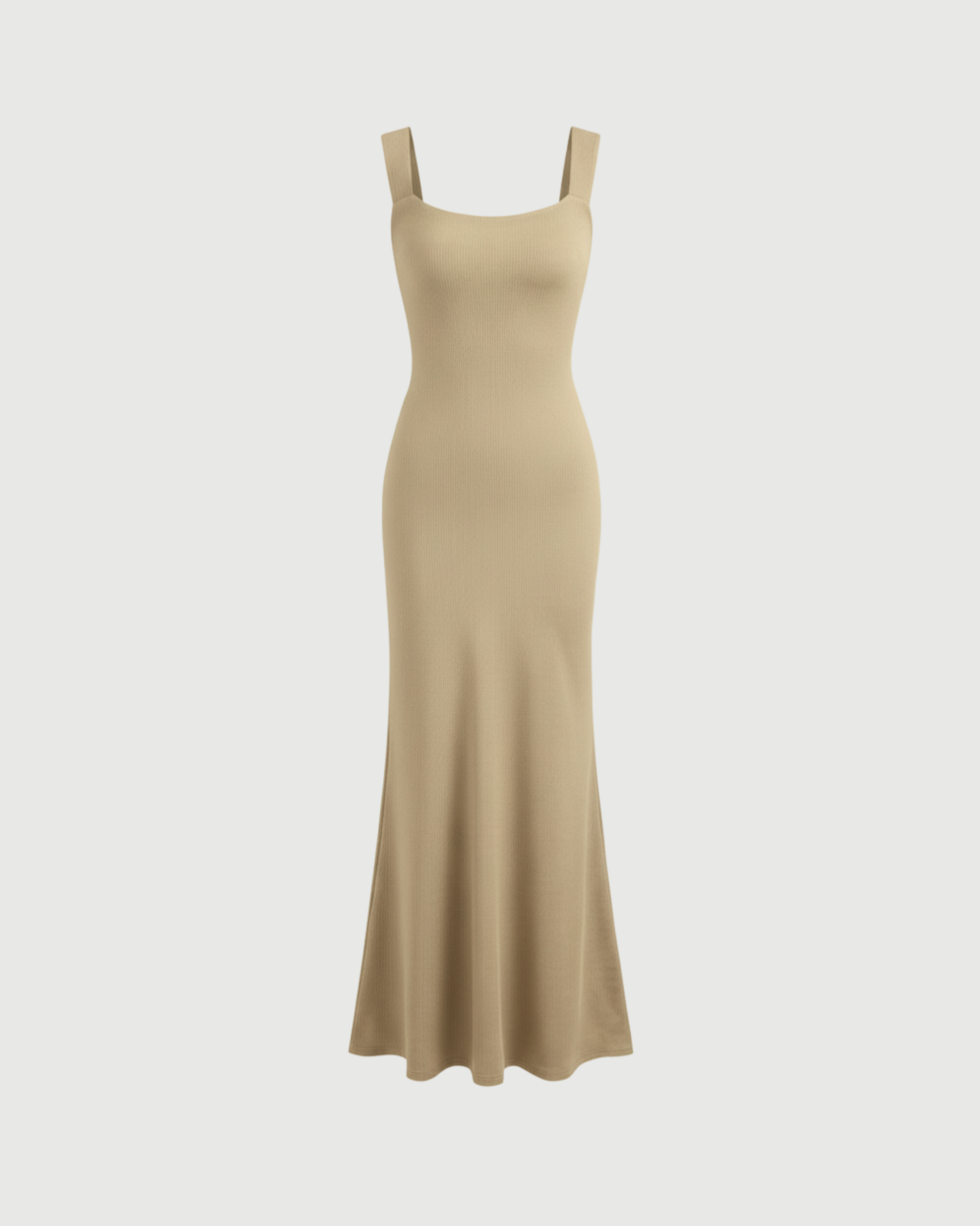 Backless Bowknot Maxi Dress with Scoop Neckline-Beige