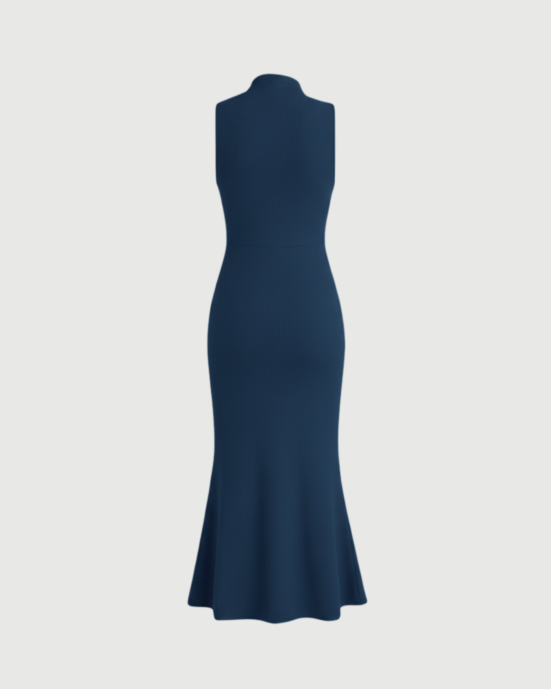 High-Neck Mermaid Silhouette Maxi Dress-Blue