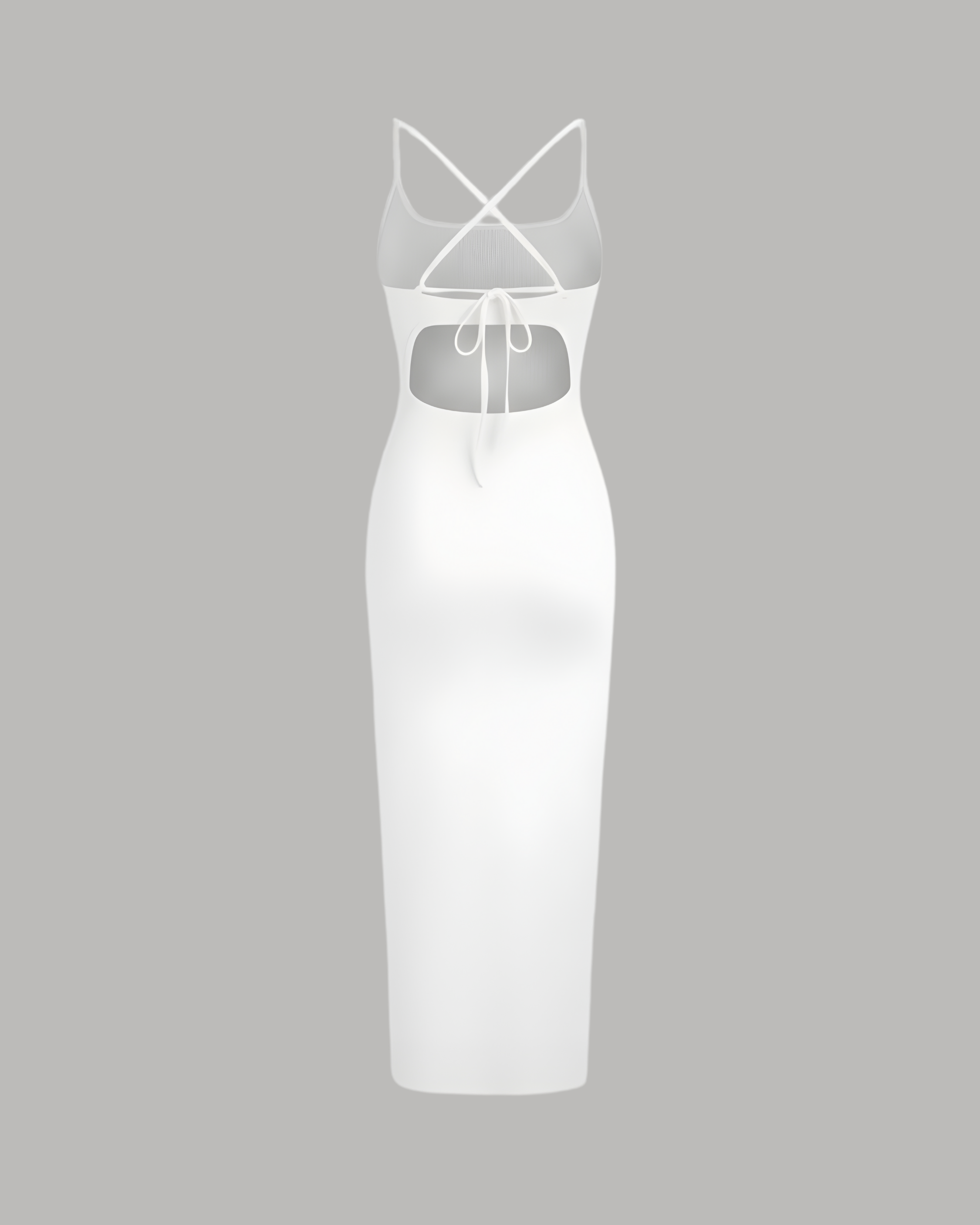 Criss-Cross Twist U-Neck Maxi Dress - White