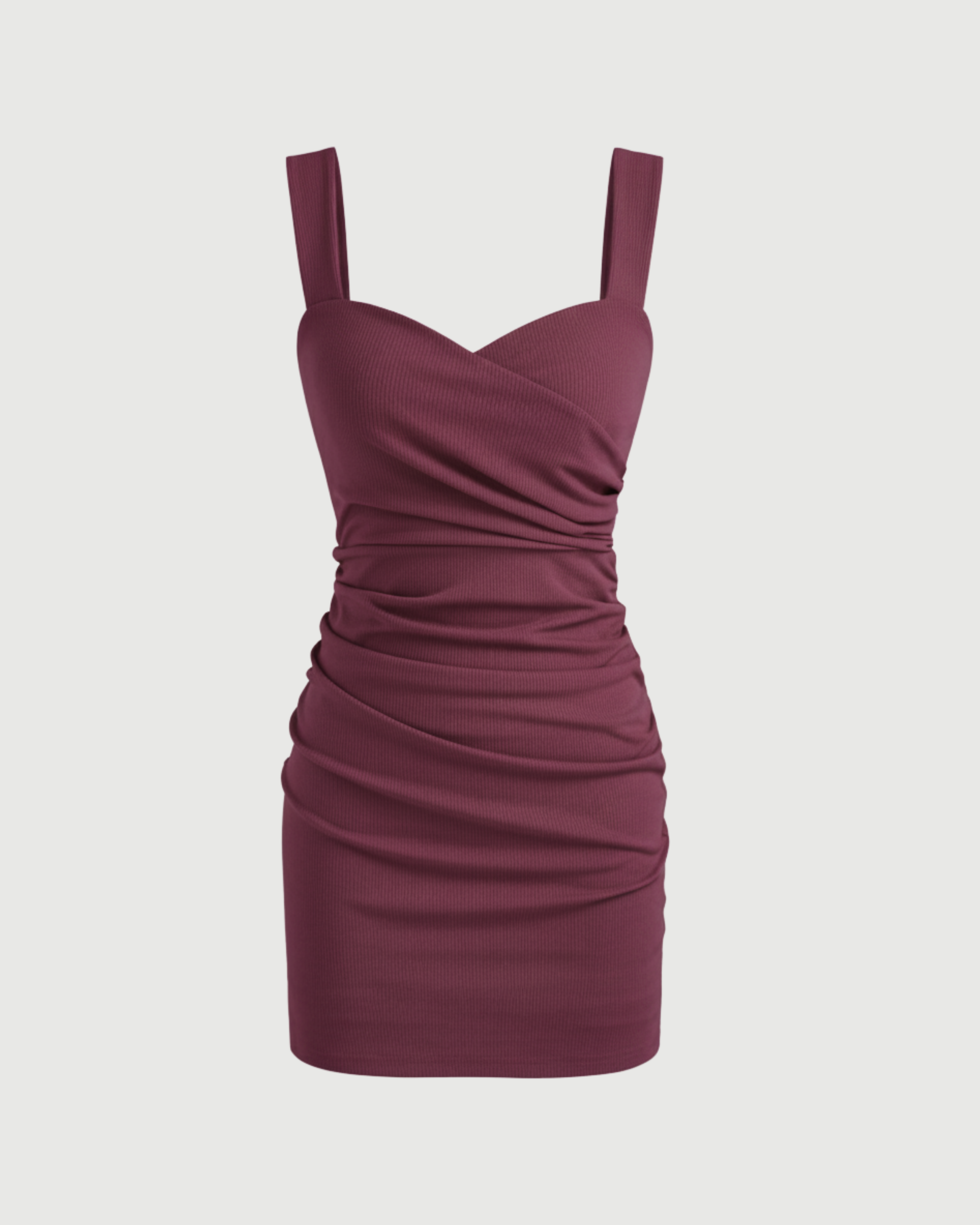 Sweetheart Square Neck Mini Dress-Maroon