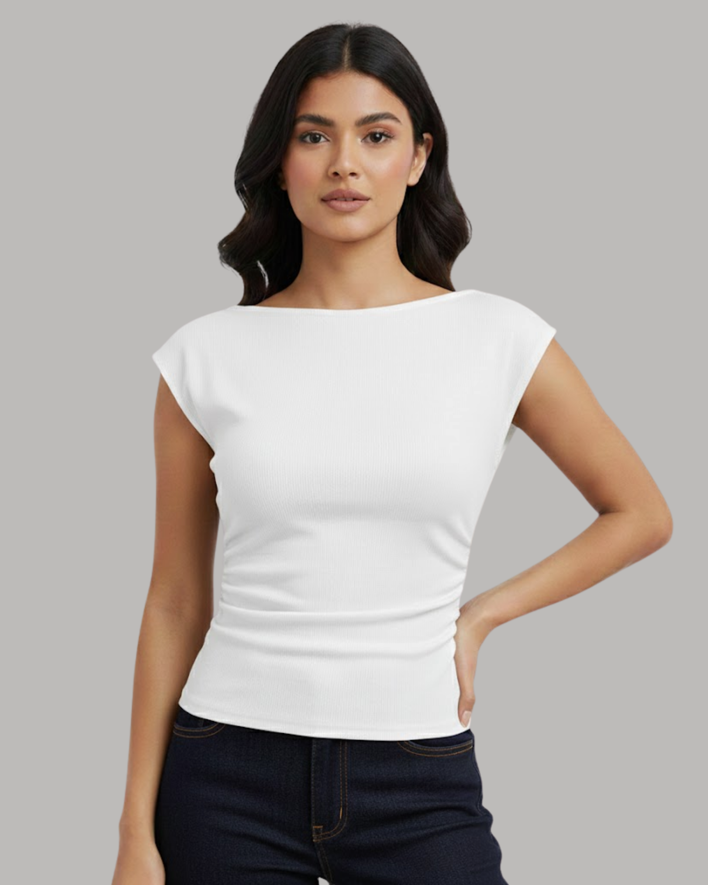 Breeze-Line Minimalist Sculpt Tank-White