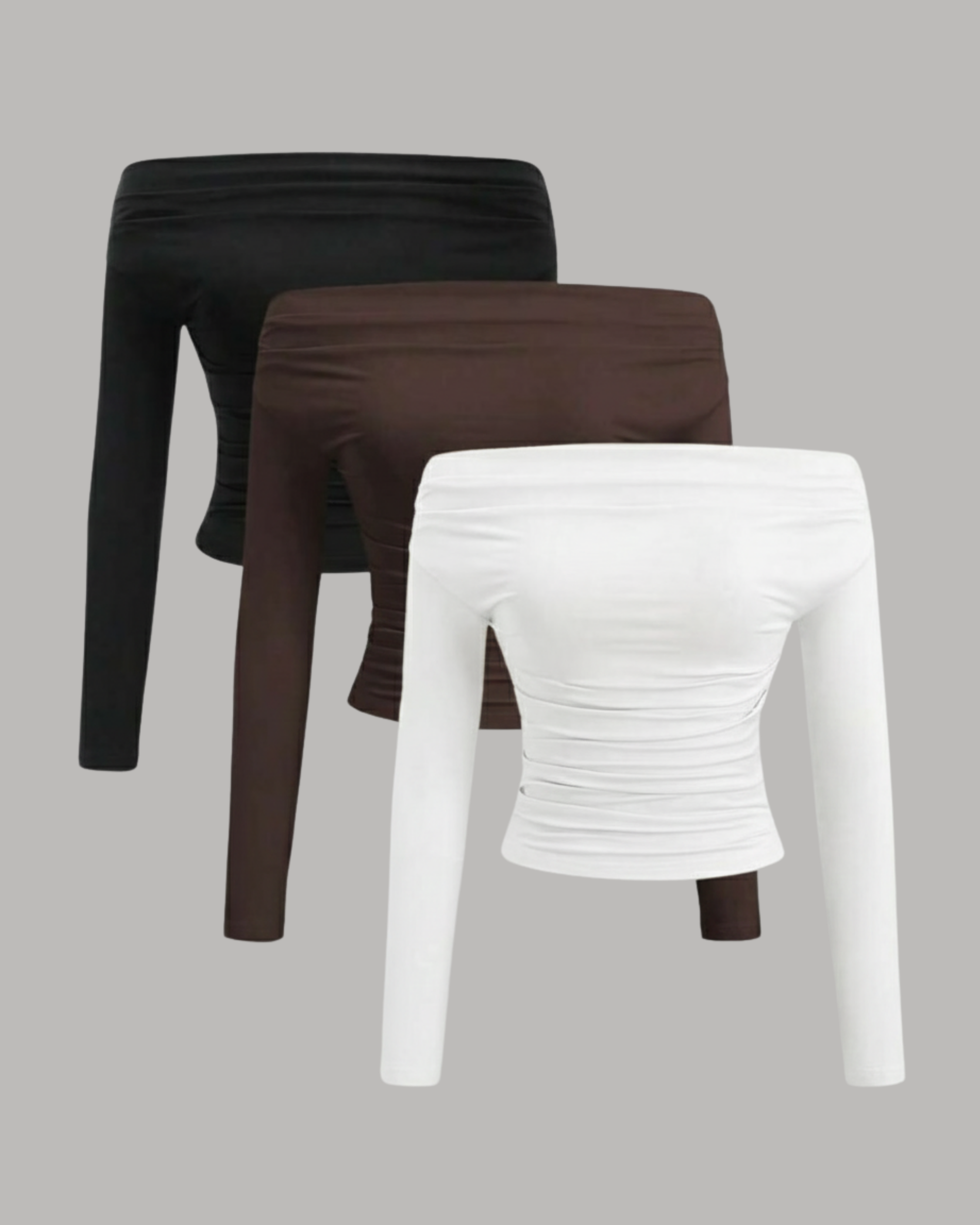 TrioSet SoftStretch Shoulder Crop Pack-Choco Brown & White & Black