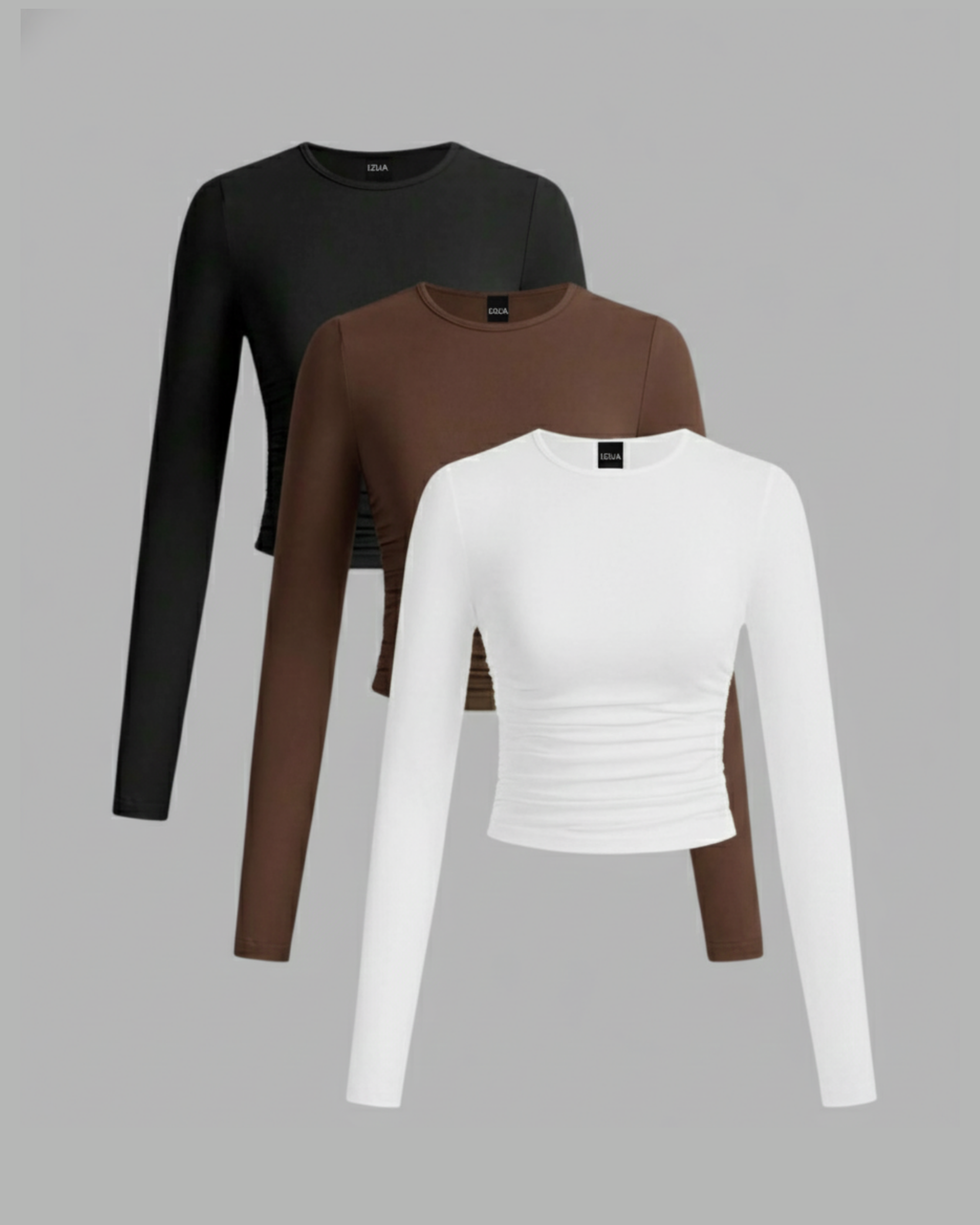 CozyLayer WinterFlex Long Sleeve Set-Choco Brown & White & Black