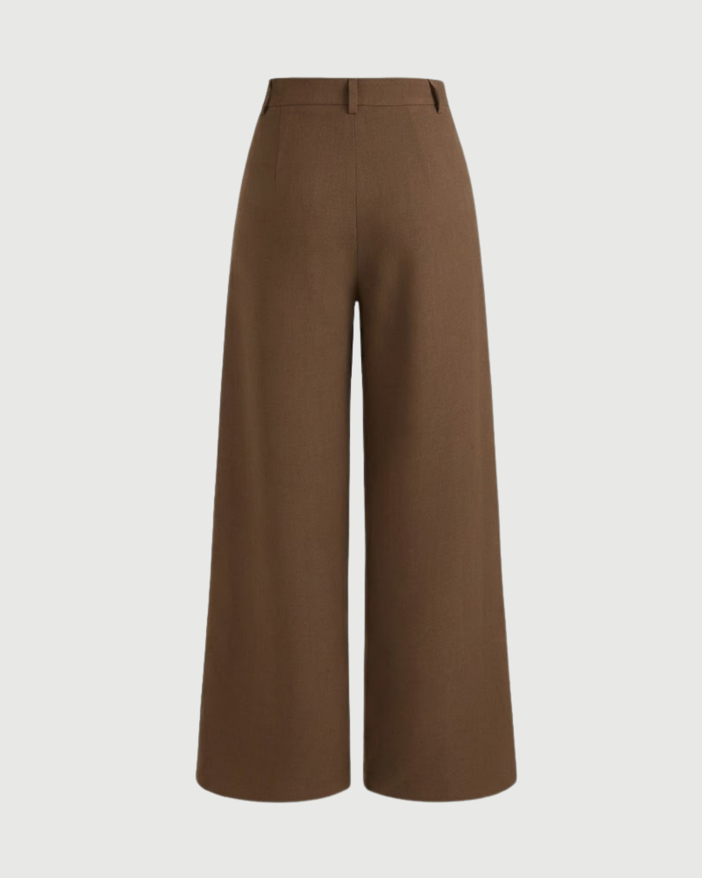 Button Detail Wide Leg Trousers-Brown