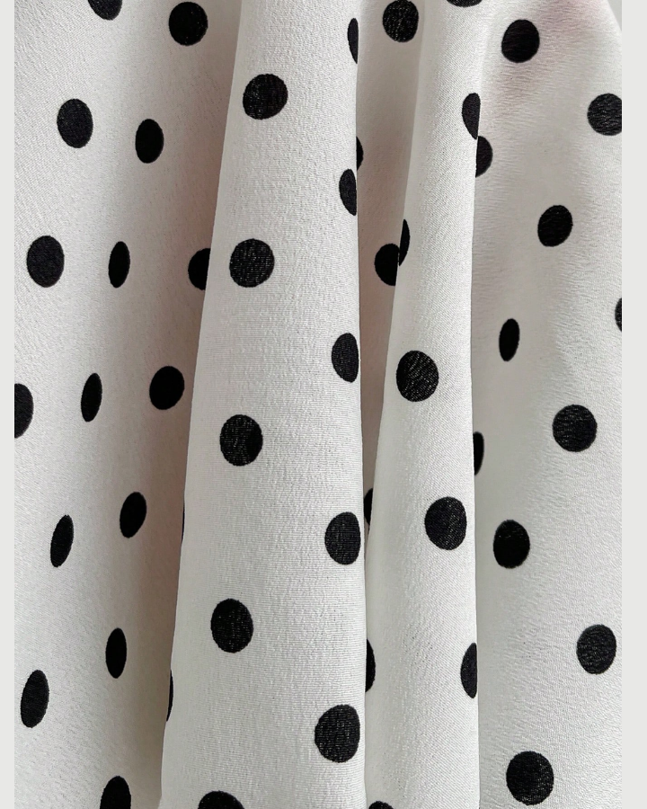 Polka Dot Deep V-Neck Backless Ruffle Mini Dress-Black & White