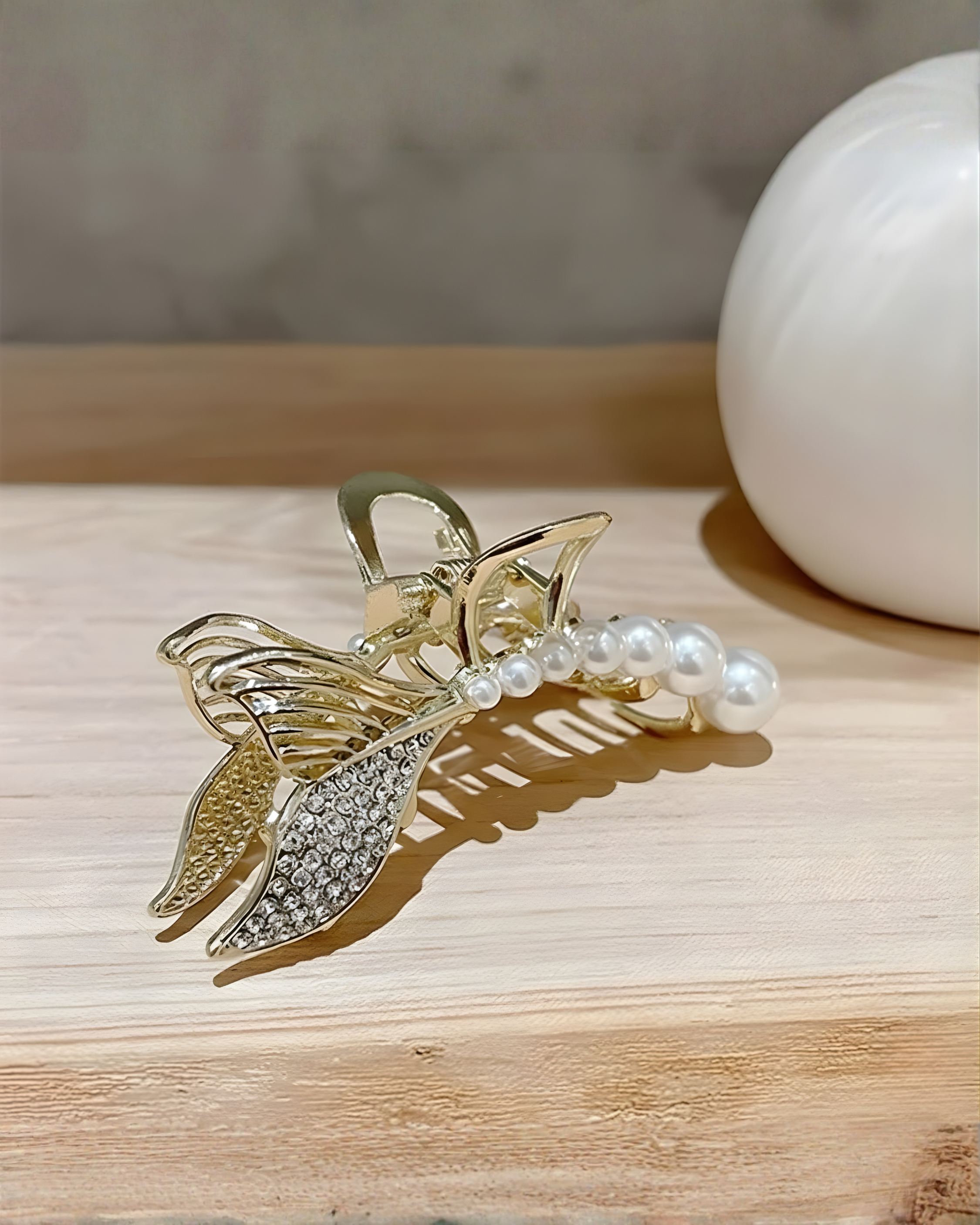 Large Pearl Hair Claw Clips,Metal Claw Clips For Thick Long Hair