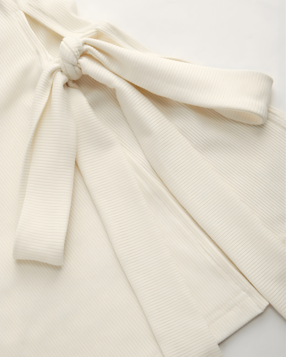 Off-shoulder Ruched Knotted Asymmetrical Hem Top-Beige
