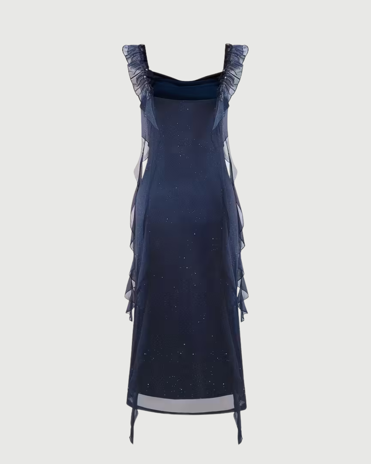 Sequin Mesh Plunging Mini Party Dress-Blue