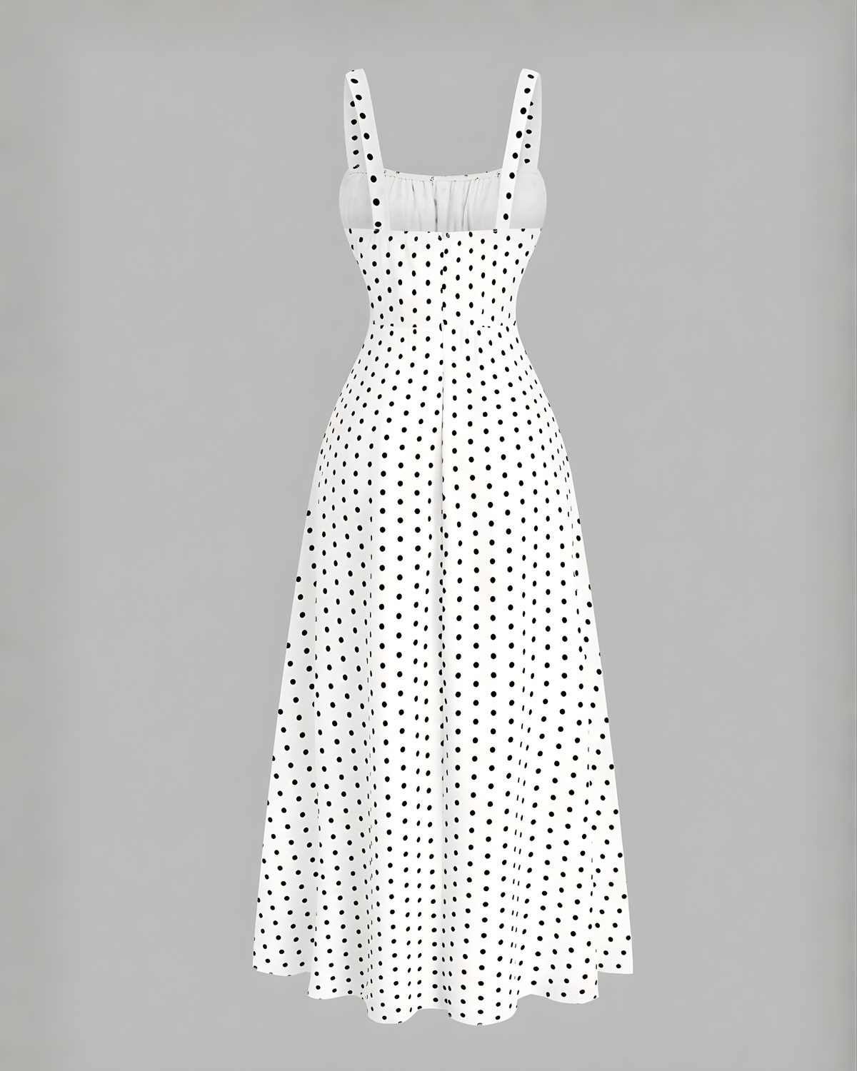 Plus Size Elegant Polka Dot Slip Dress-Black & White
