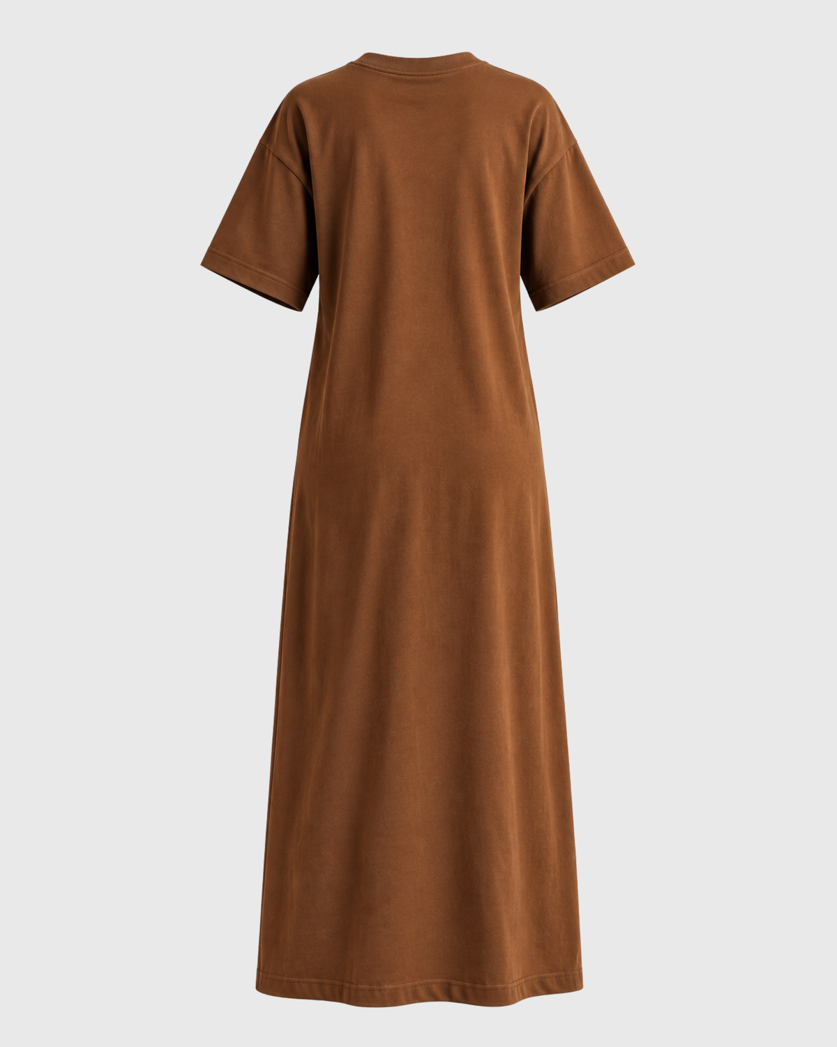Women's Brown Oversized T-Shirt Maxi Dress with Pockets