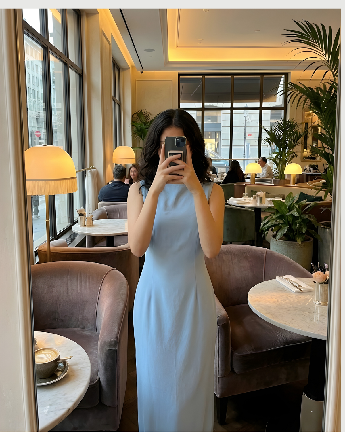 Boat Neck Solid Maxi Dress-Blue