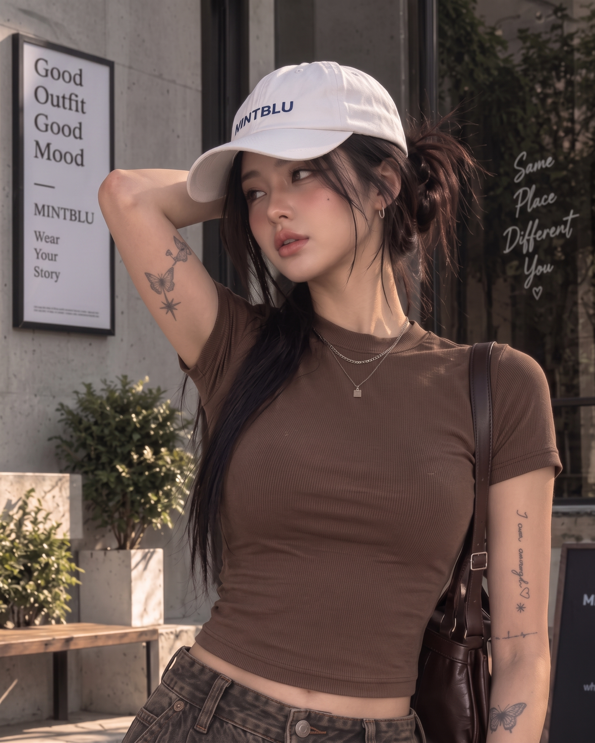 Women's Mocha Brown Short-Sleeve Ribbed Crop Top
