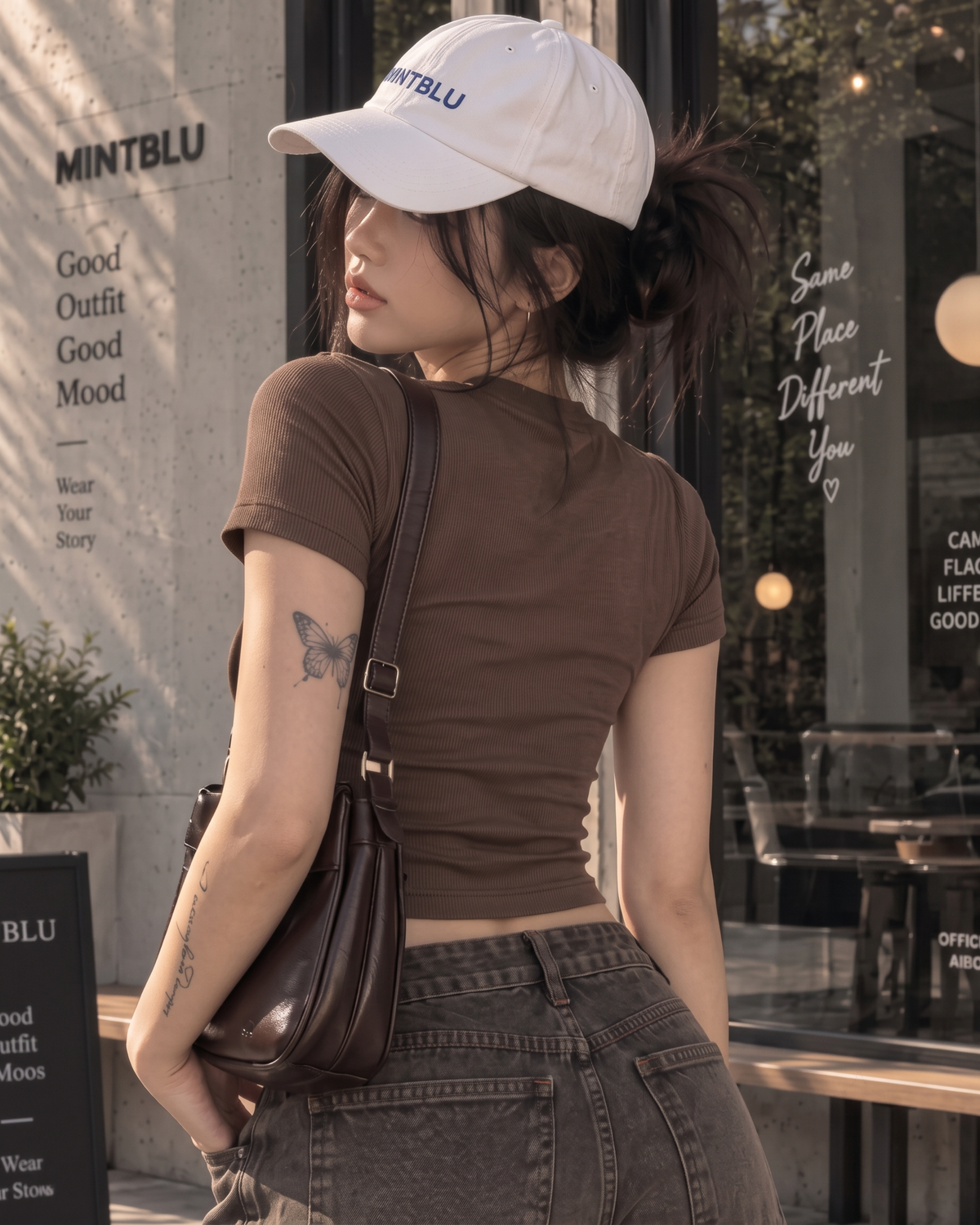 Women's Mocha Brown Short-Sleeve Ribbed Crop Top