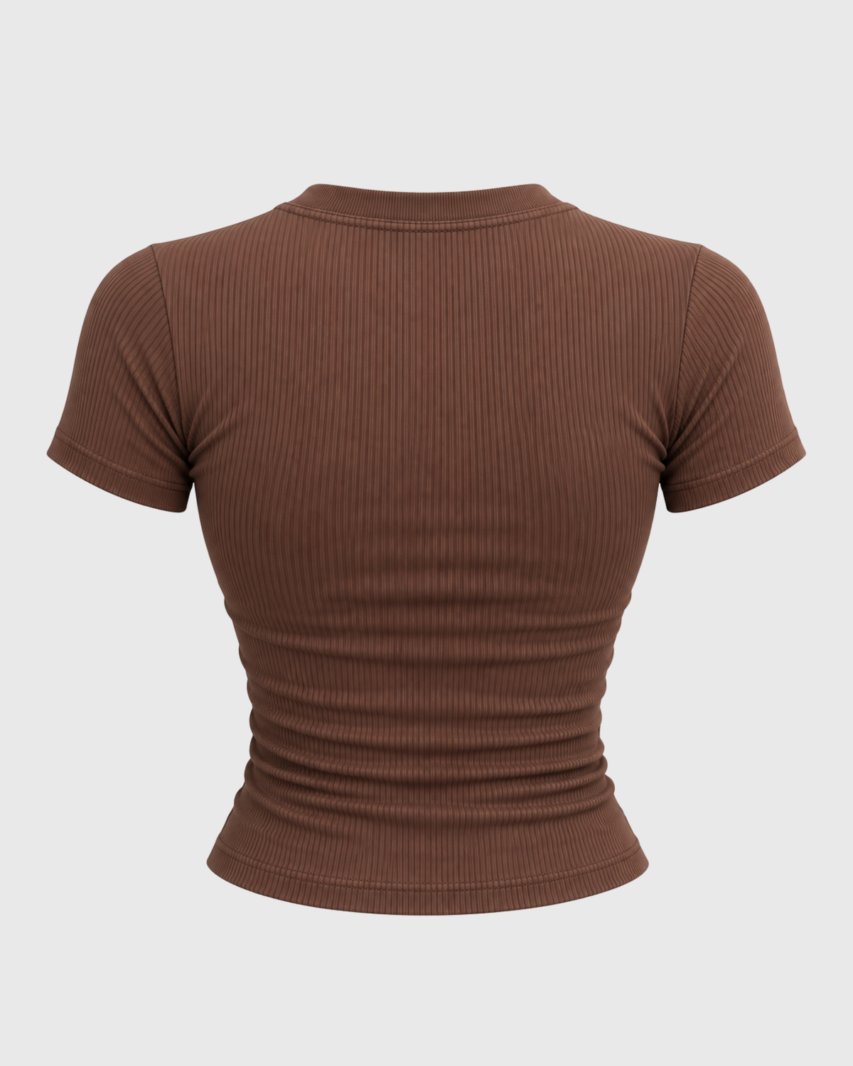Women's Mocha Brown Short-Sleeve Ribbed Crop Top
