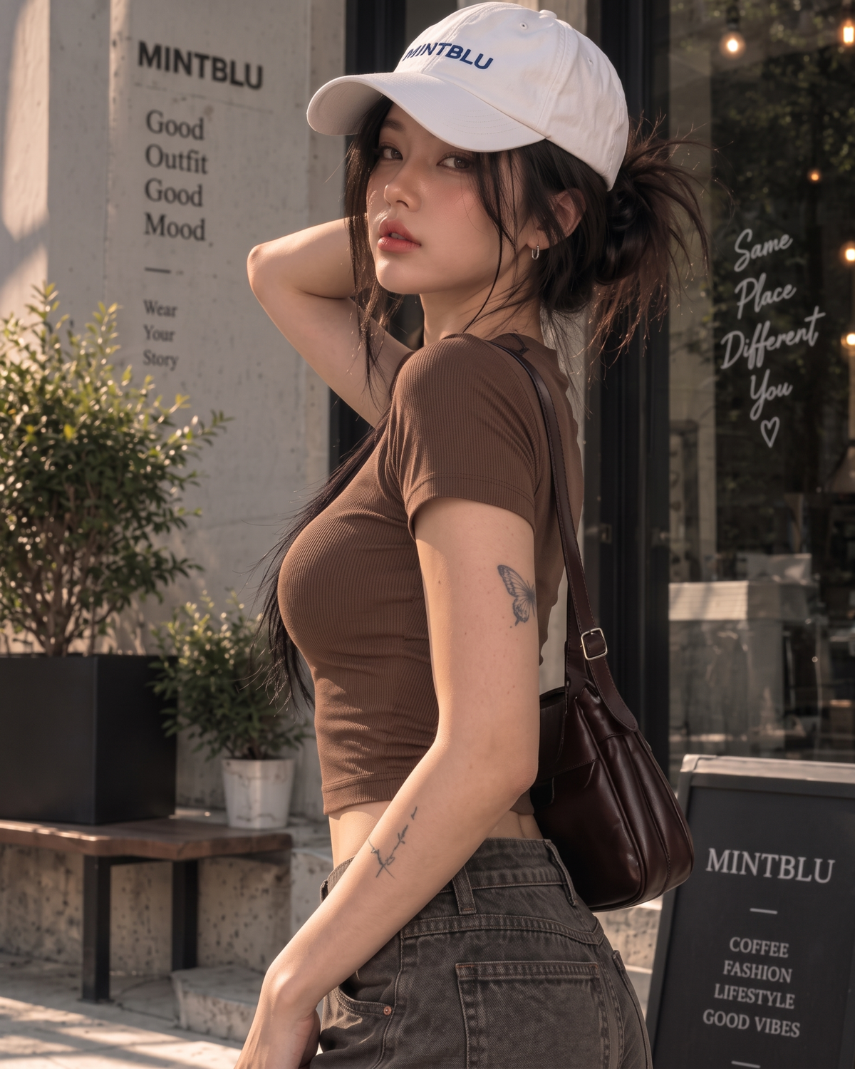 Women's Mocha Brown Short-Sleeve Ribbed Crop Top