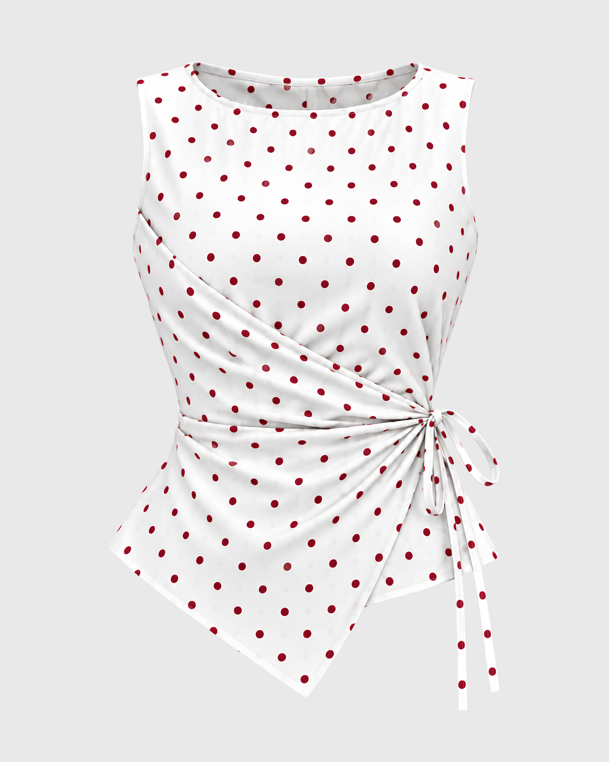 Women's Red Polka Dot Wrap Top with Side Tie