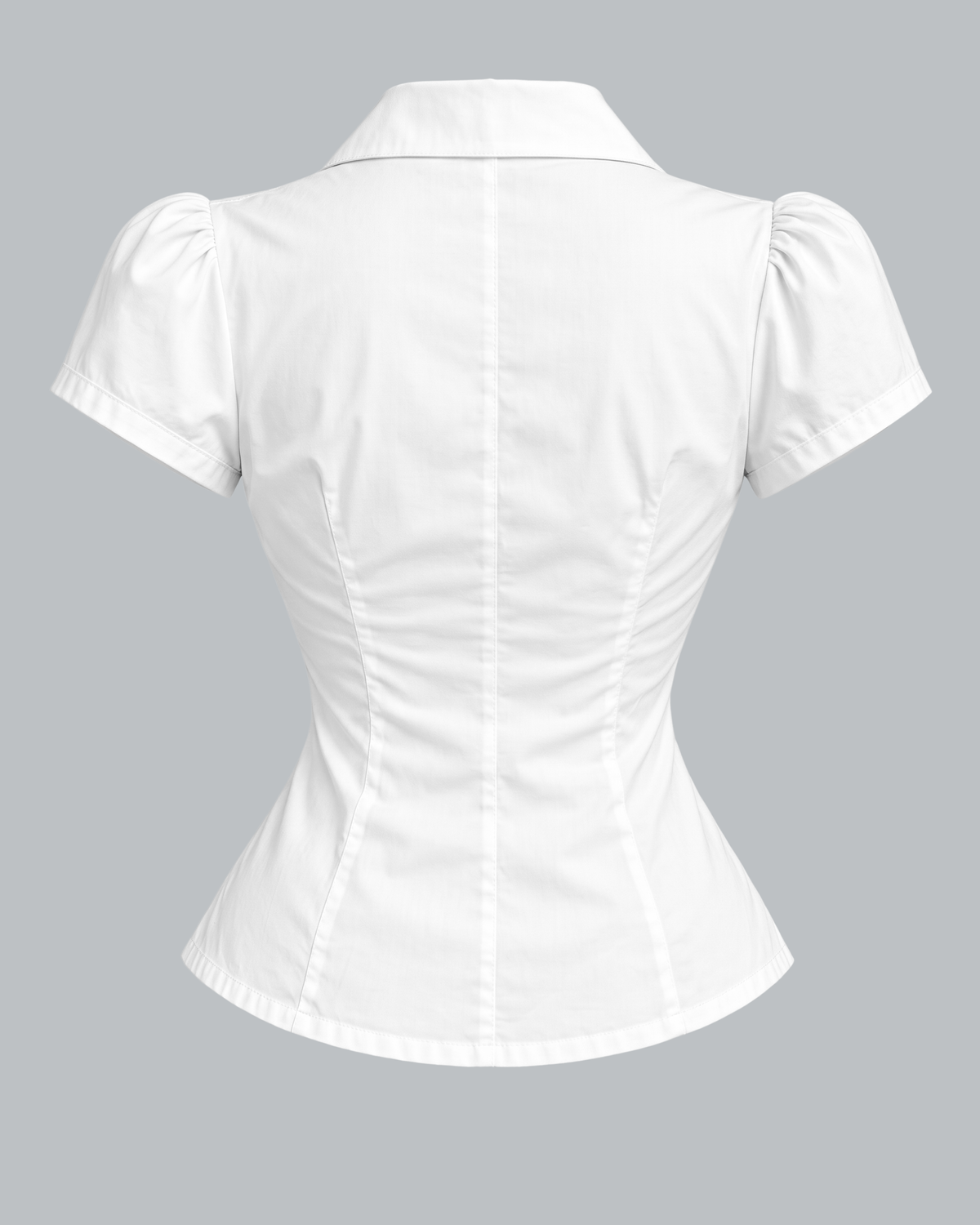 White Pintuck Button-Down Short Sleeve Collared Top