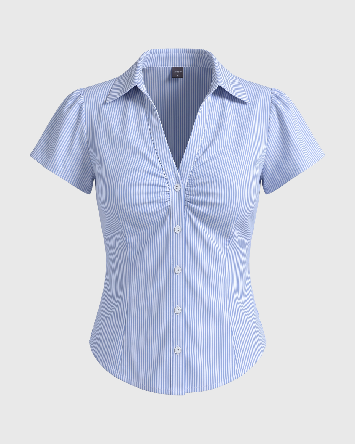 Blue & White Striped Button-Down Top