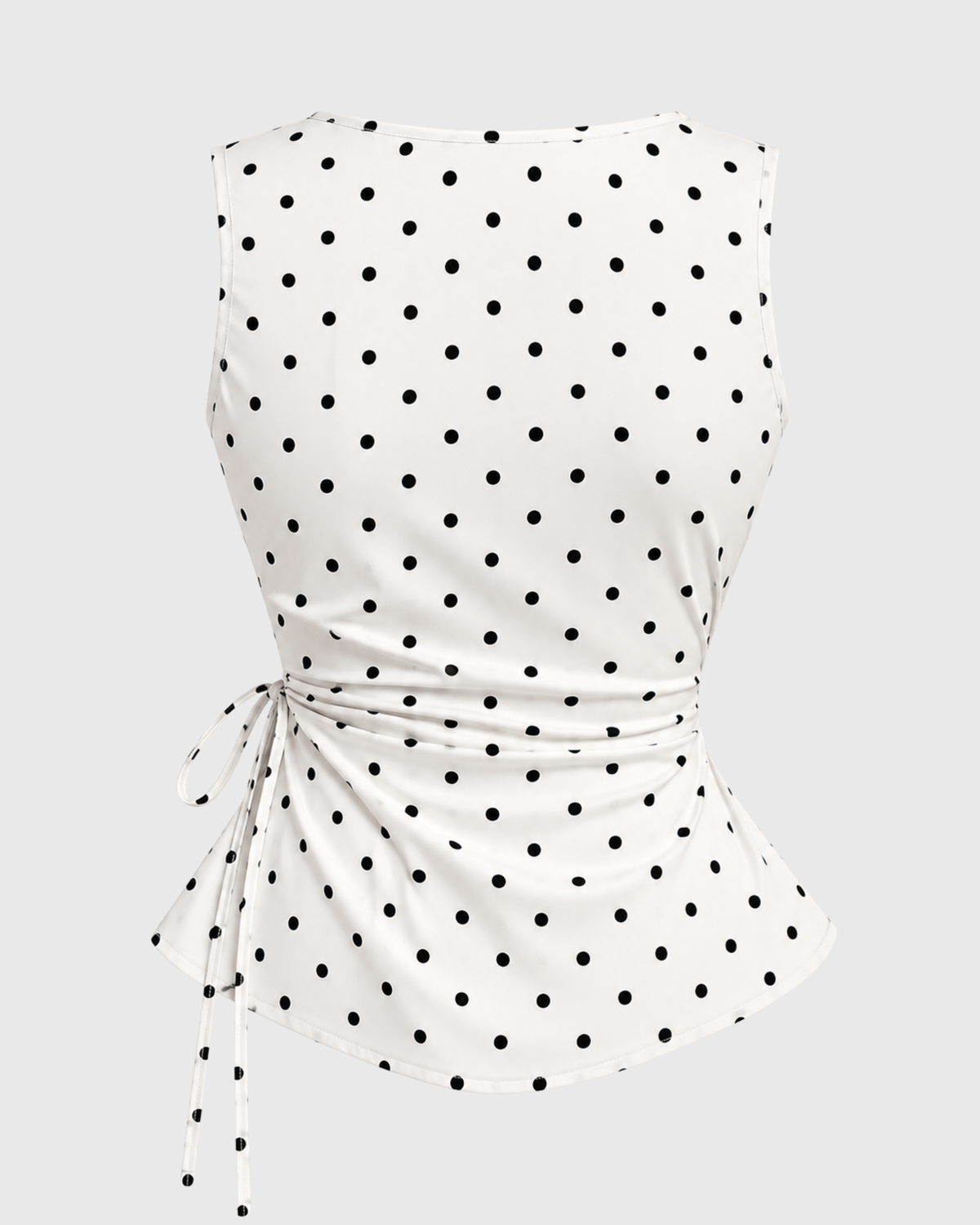 Women's Black Polka Dot Wrap Top with Side Tie
