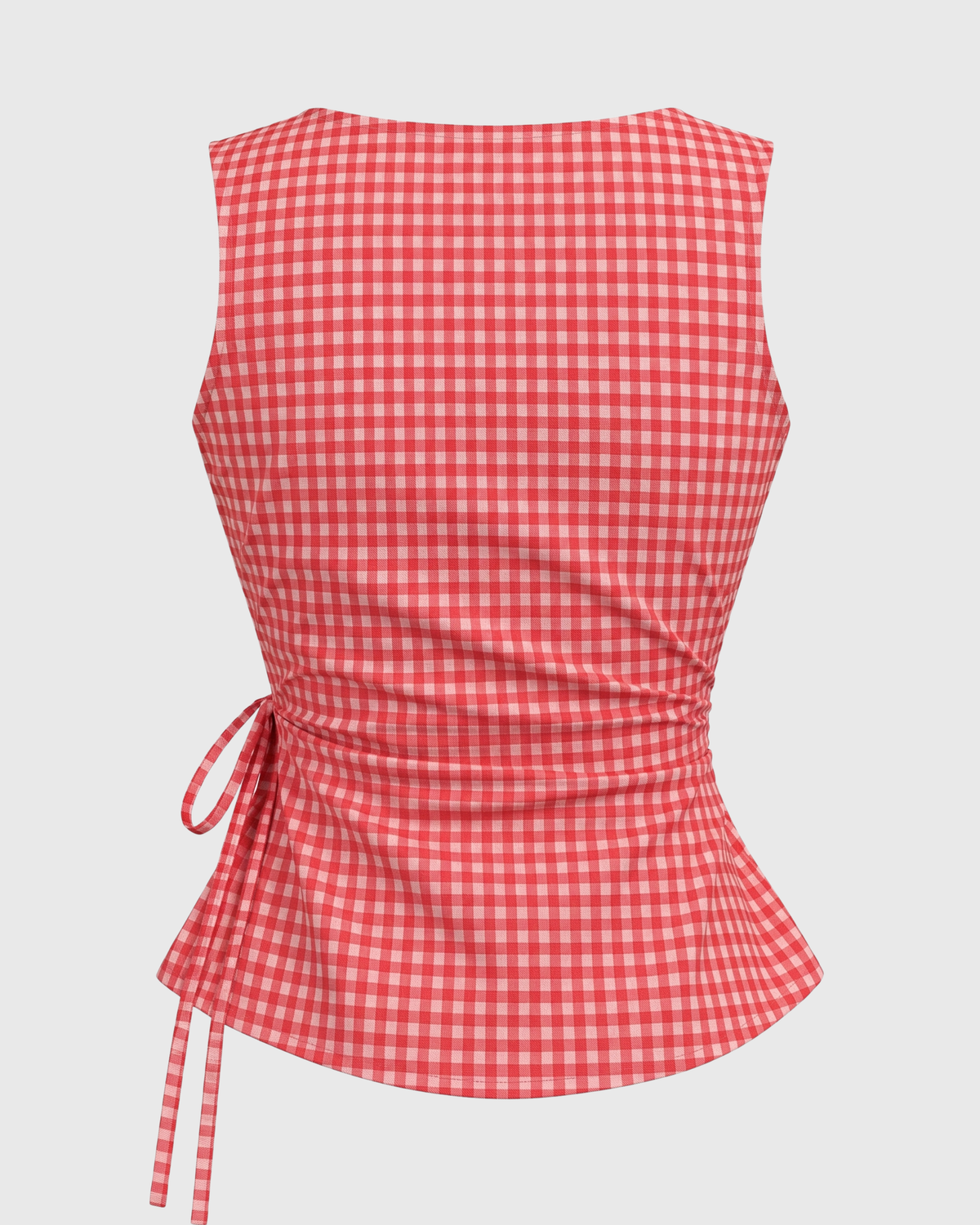 Women's Red Gingham Sleeveless Wrap Top