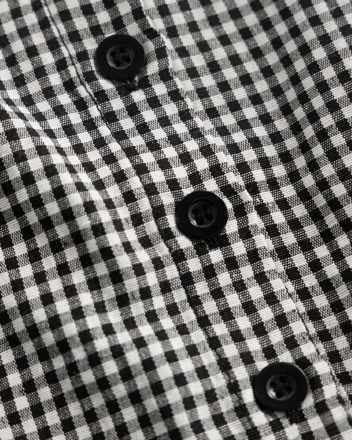 Lace-Trimmed Gingham Tie-Back Peplum Blouse in Black & White