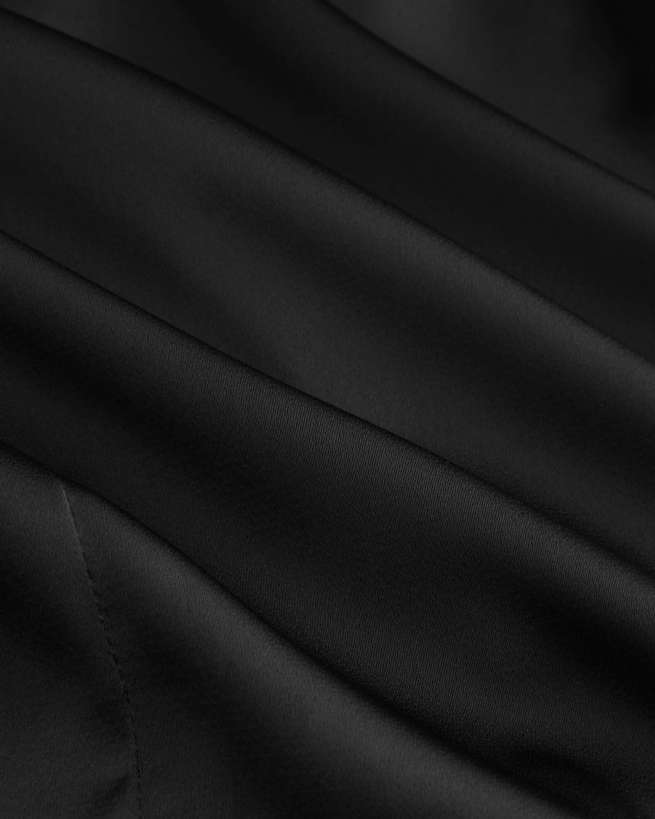 Collared Satin Shirt with Short Sleeves - Black