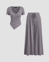 Stylish Grey Wrap Co-ord Set
