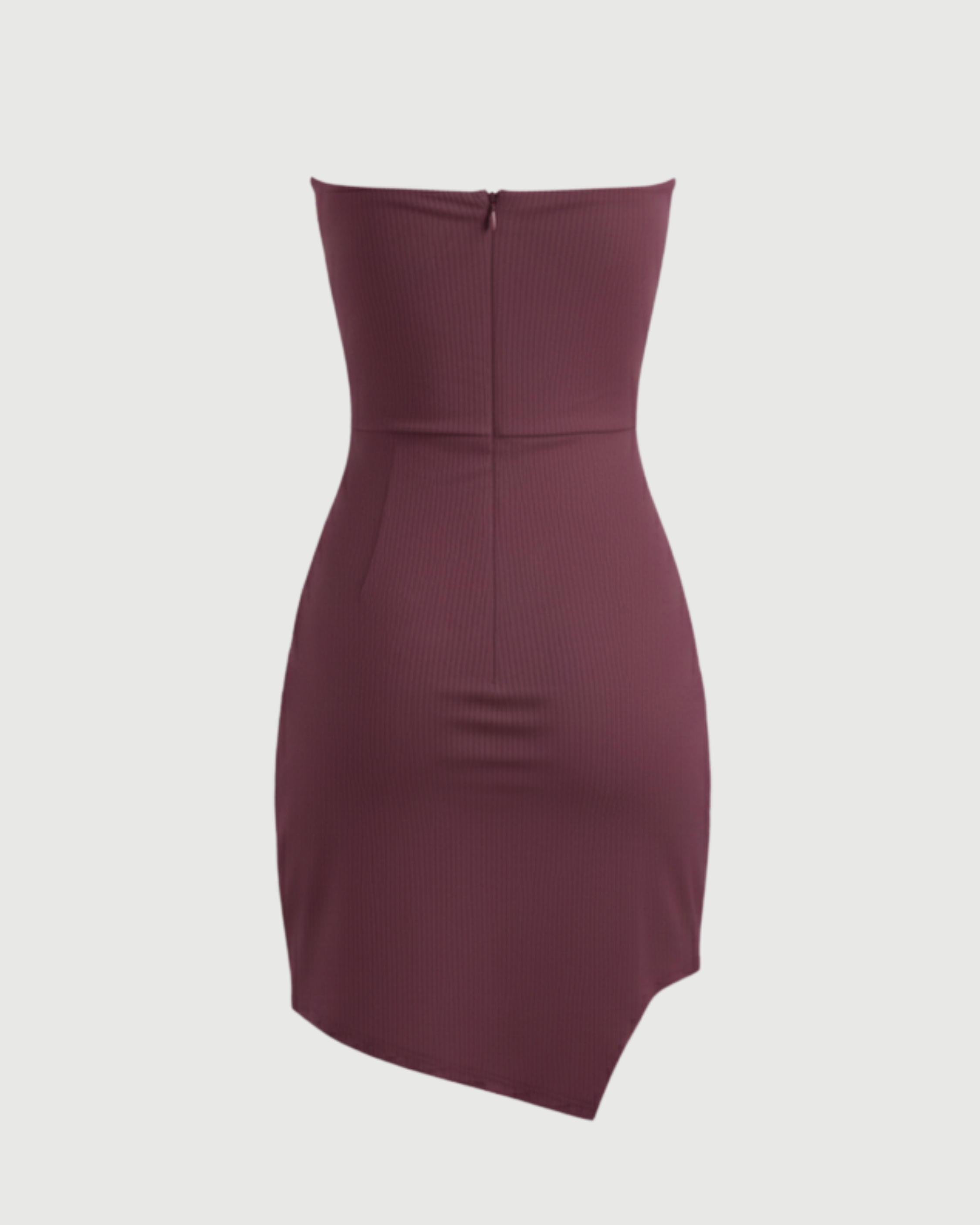 Linen-Blend Boat-Neck Draped Mini Dress-Maroon