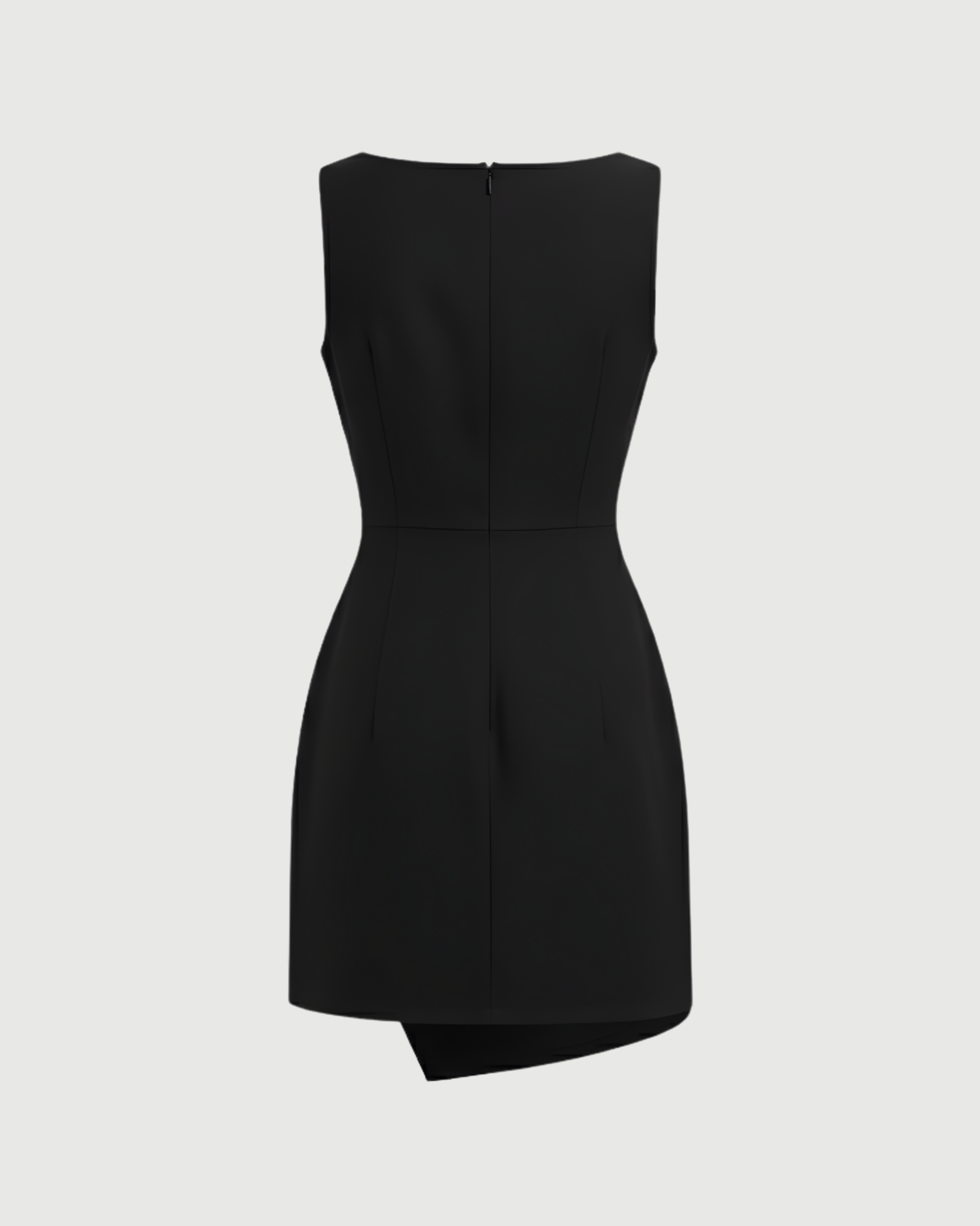 Linen-Blend Boat-Neck Draped Mini Dress - Black