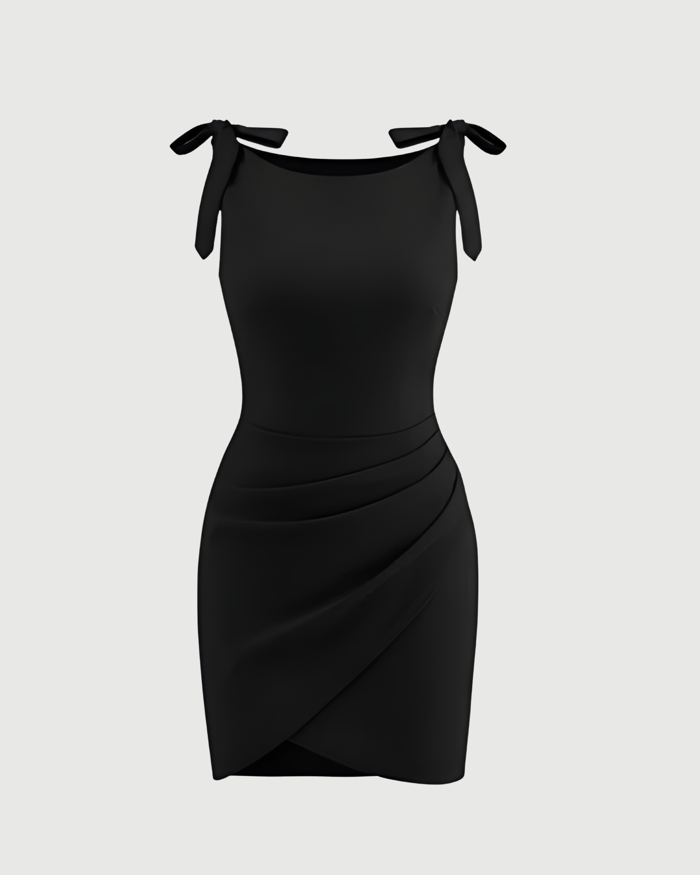Soft Jersey Boat-Neck Wrap-Tie Mini Dress - Black