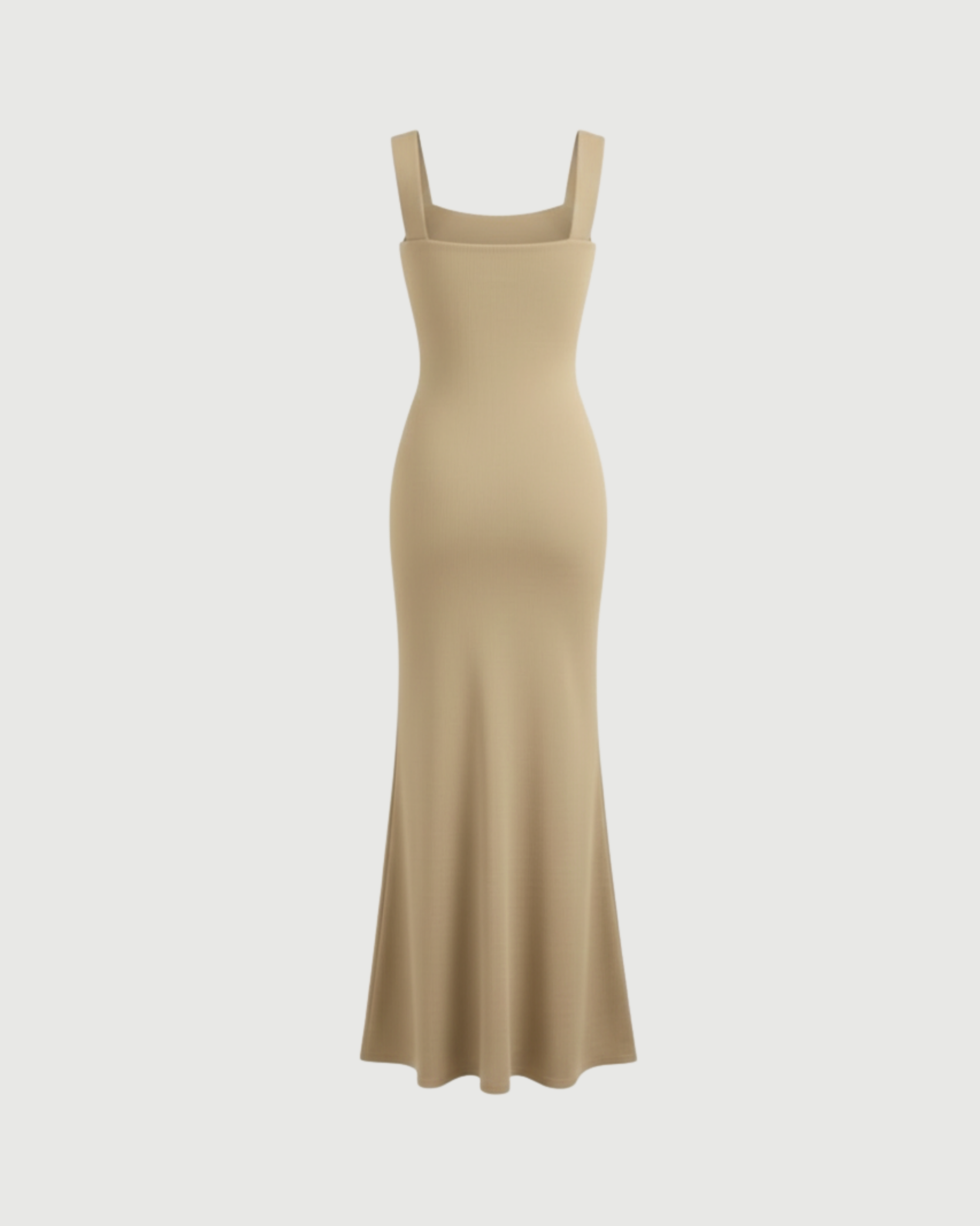 Backless Bowknot Maxi Dress with Scoop Neckline-Beige