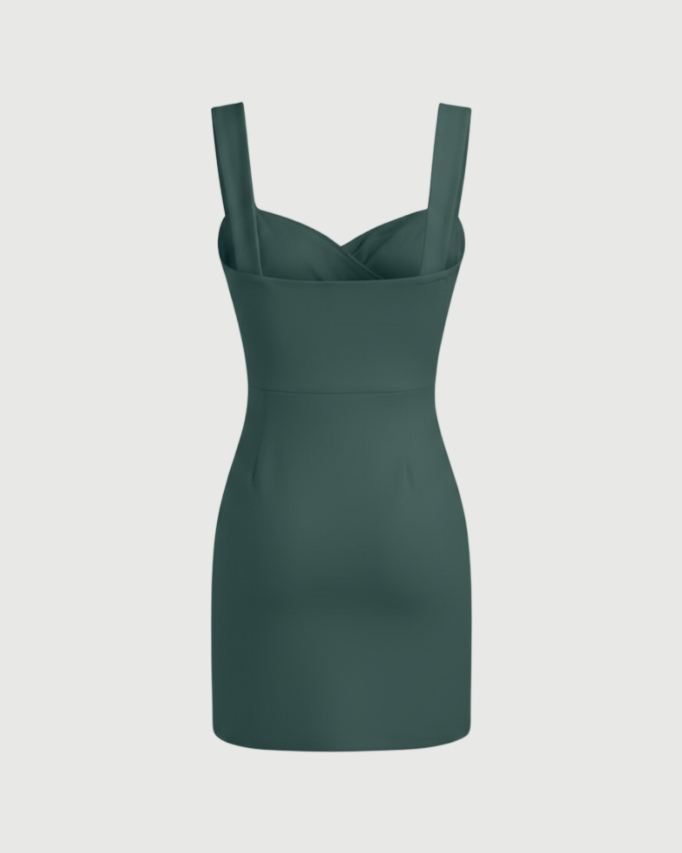 Sweetheart Square Neck Mini Dress-Dark Green