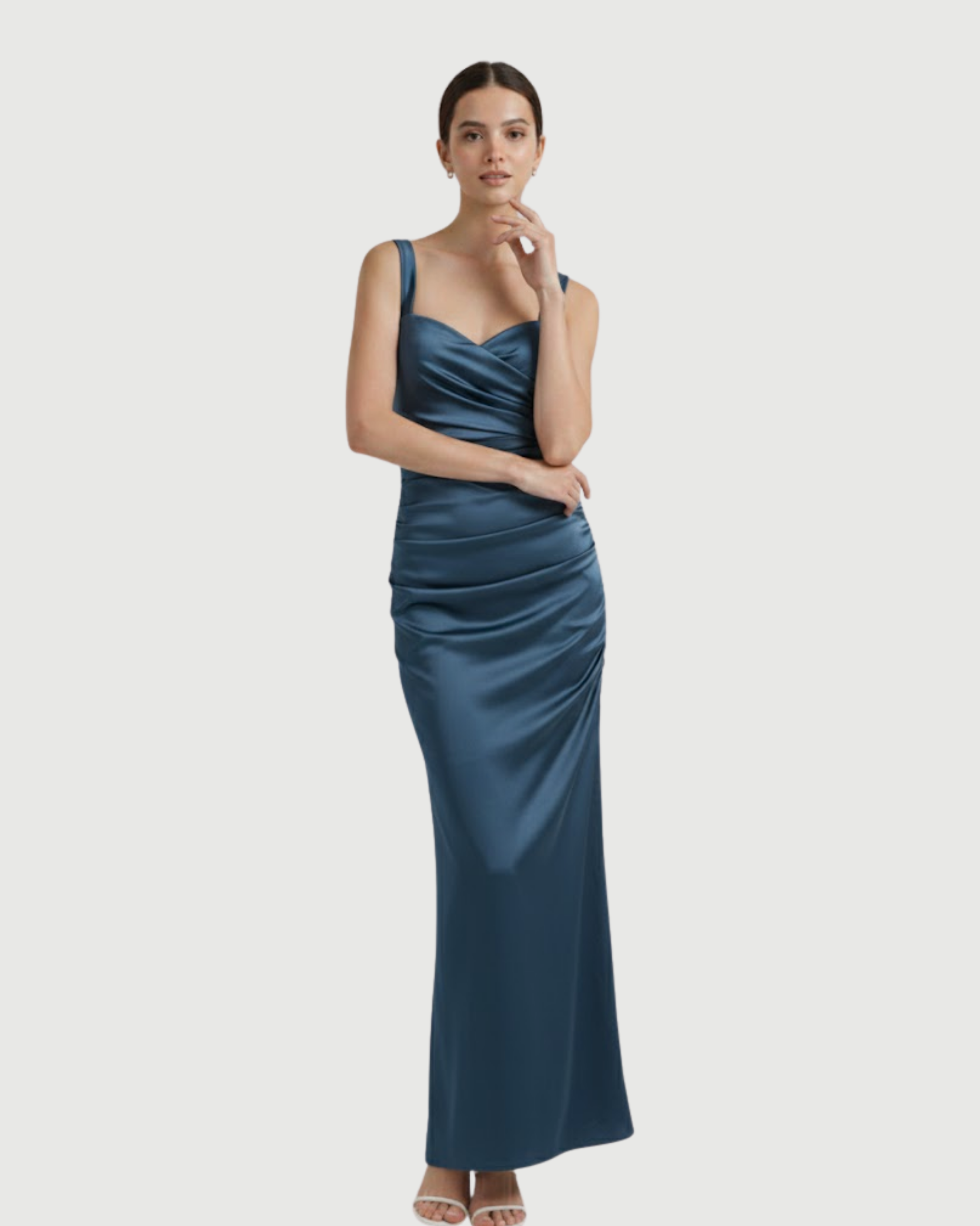 Woven Texture Sweetheart Maxi Dress-Blue