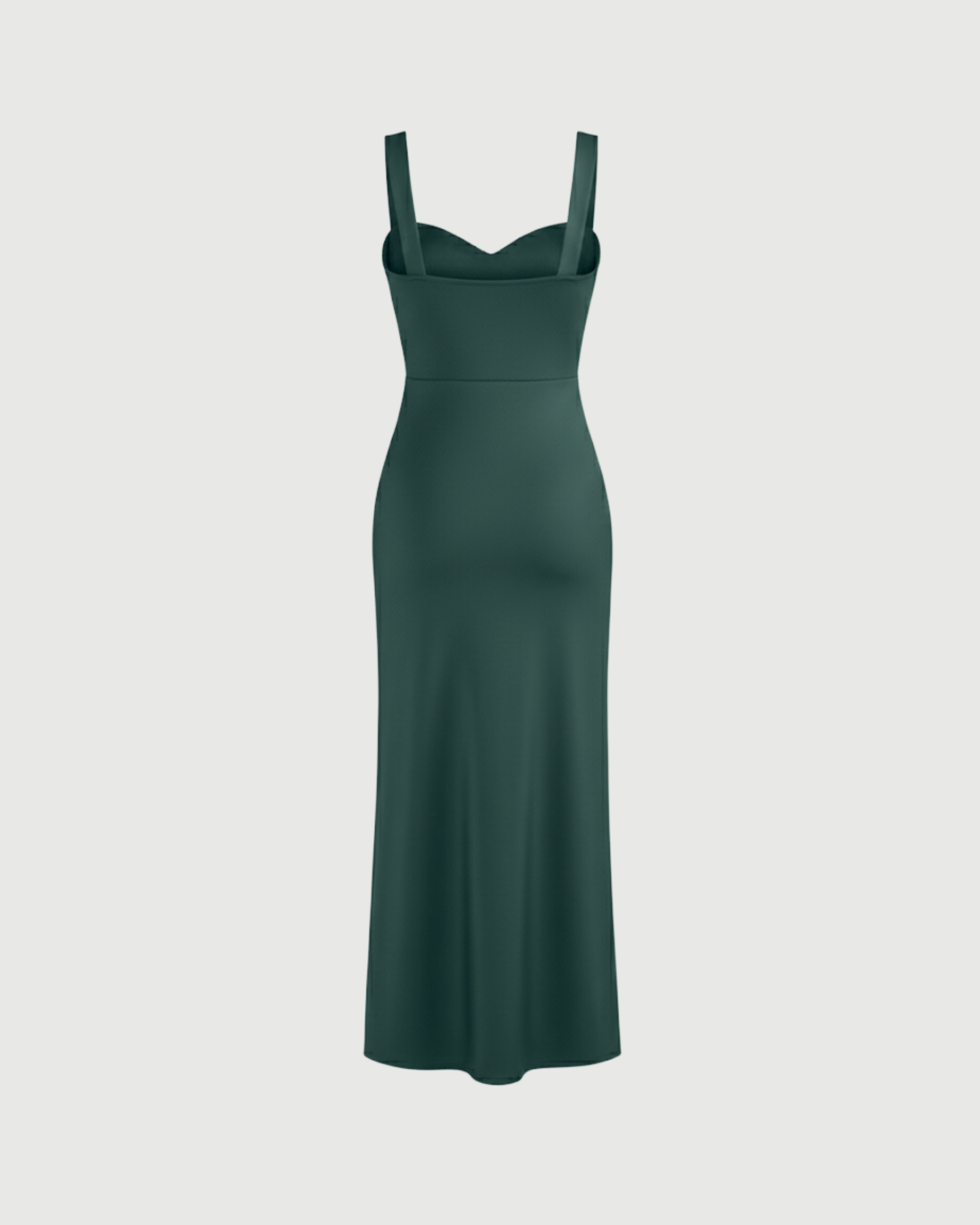 Woven Texture Sweetheart Maxi Dress-Dark Green