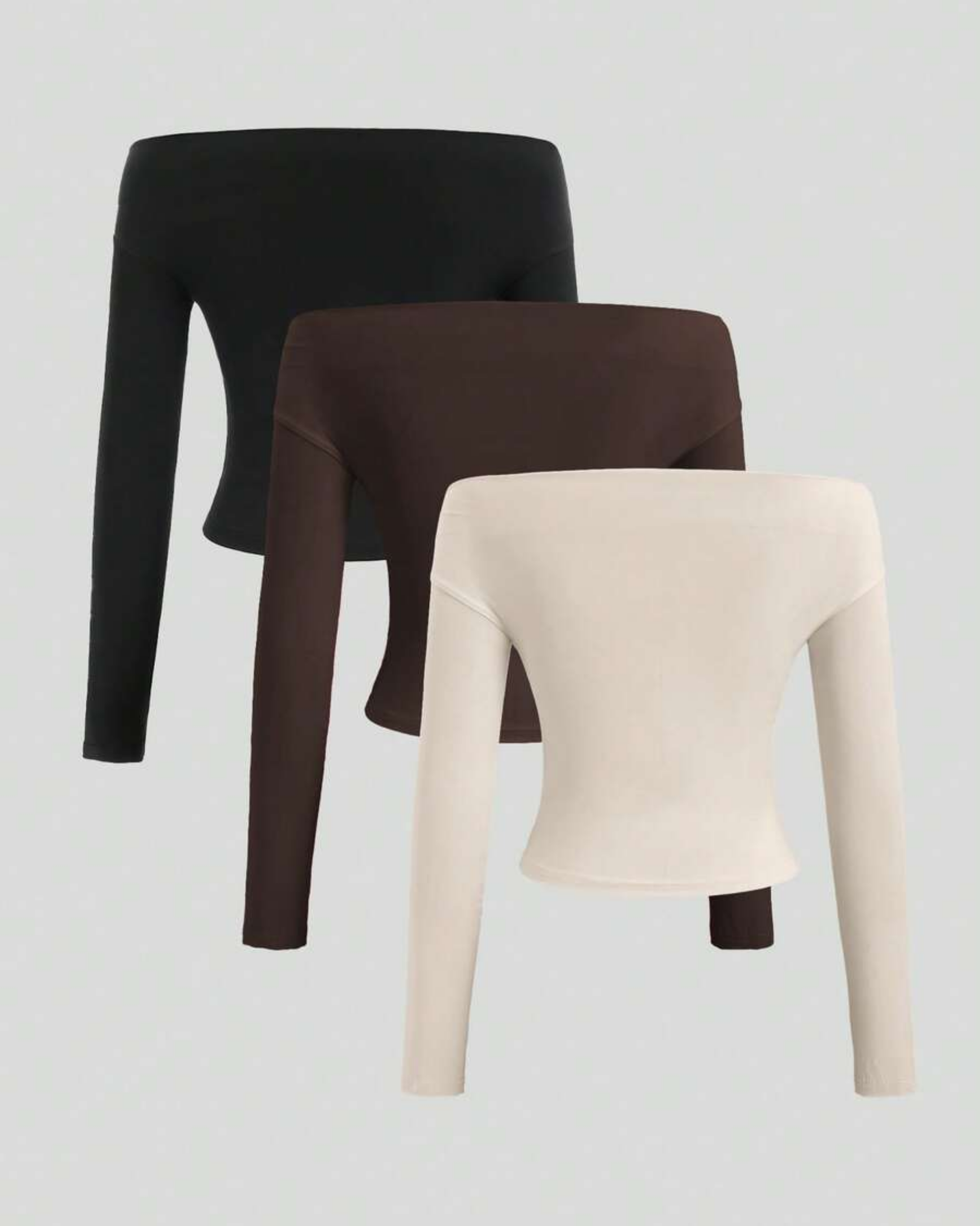 TrioSet SoftStretch Shoulder Crop Pack - Choco Brown & Cream & Black