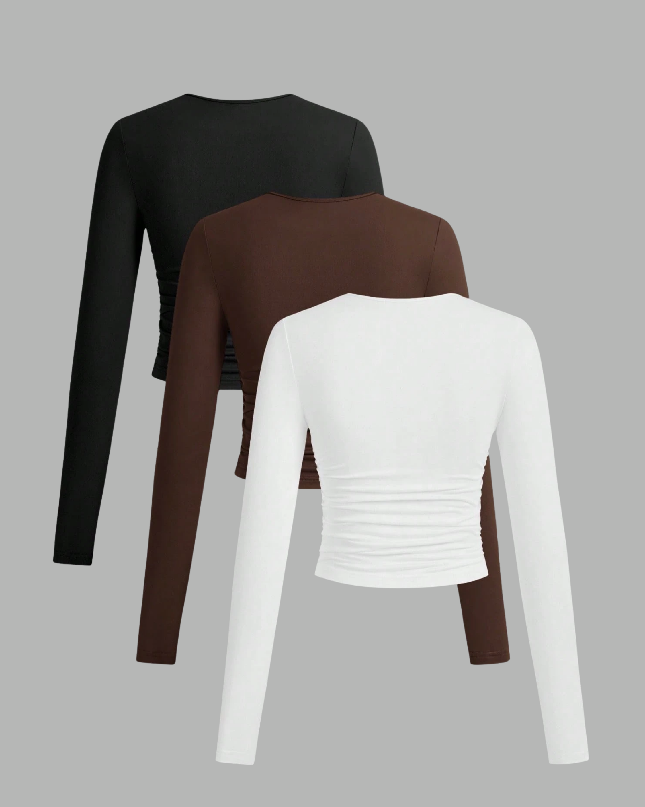 CozyLayer WinterFlex Long Sleeve Set-Choco Brown & White  & Black