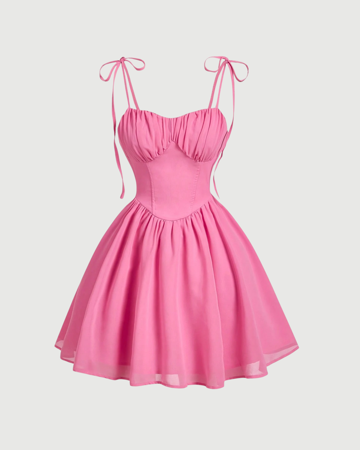 Solid Ruched Bust Cami Dress -Pink