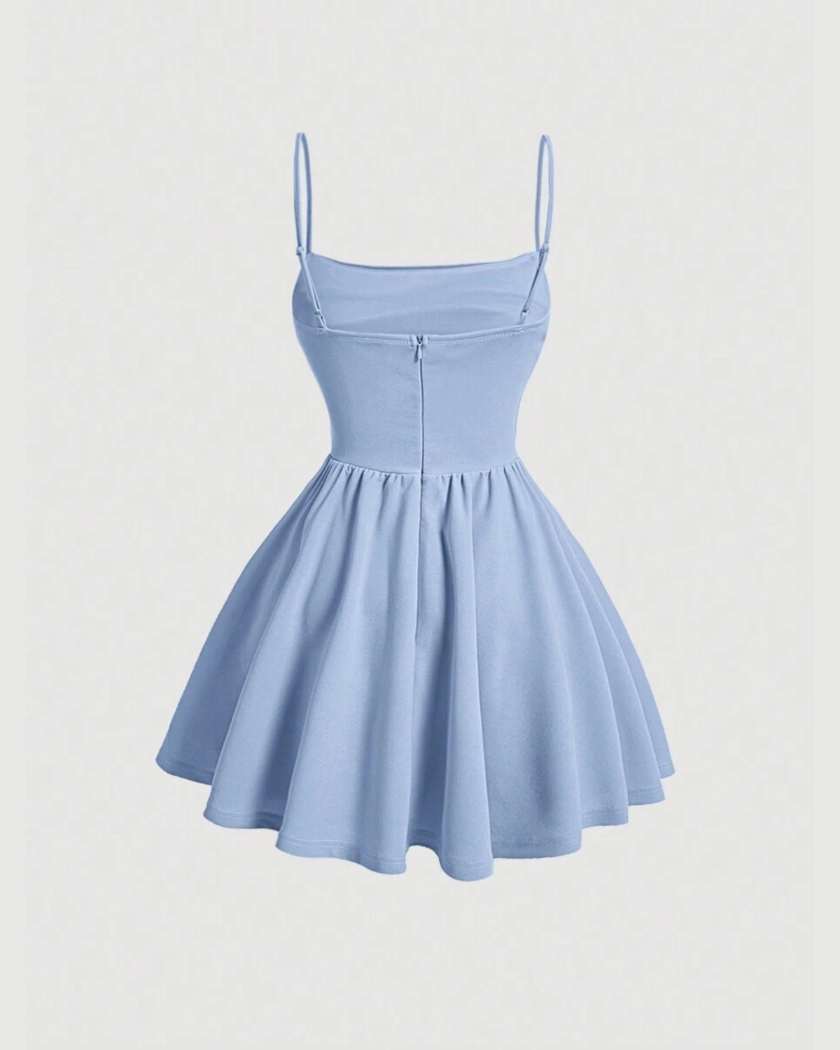 Elegant Backless Ruched Summer Cami Dress-Baby Blue