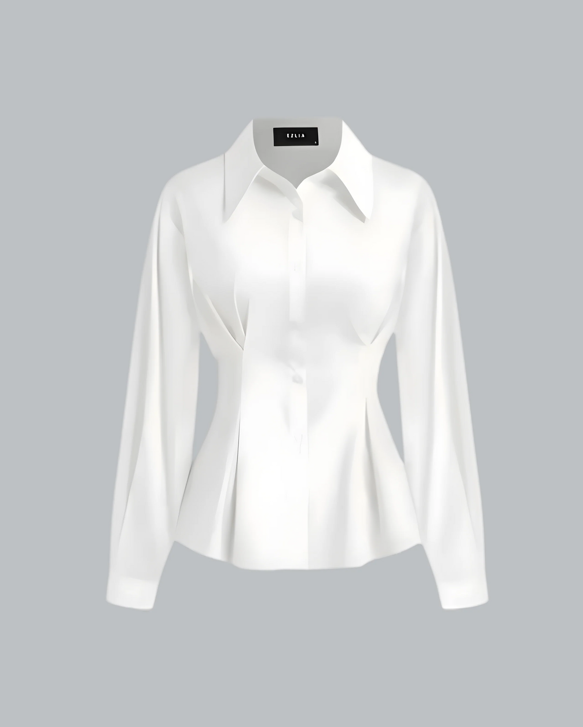 White Shirt with Structured Flare Waist