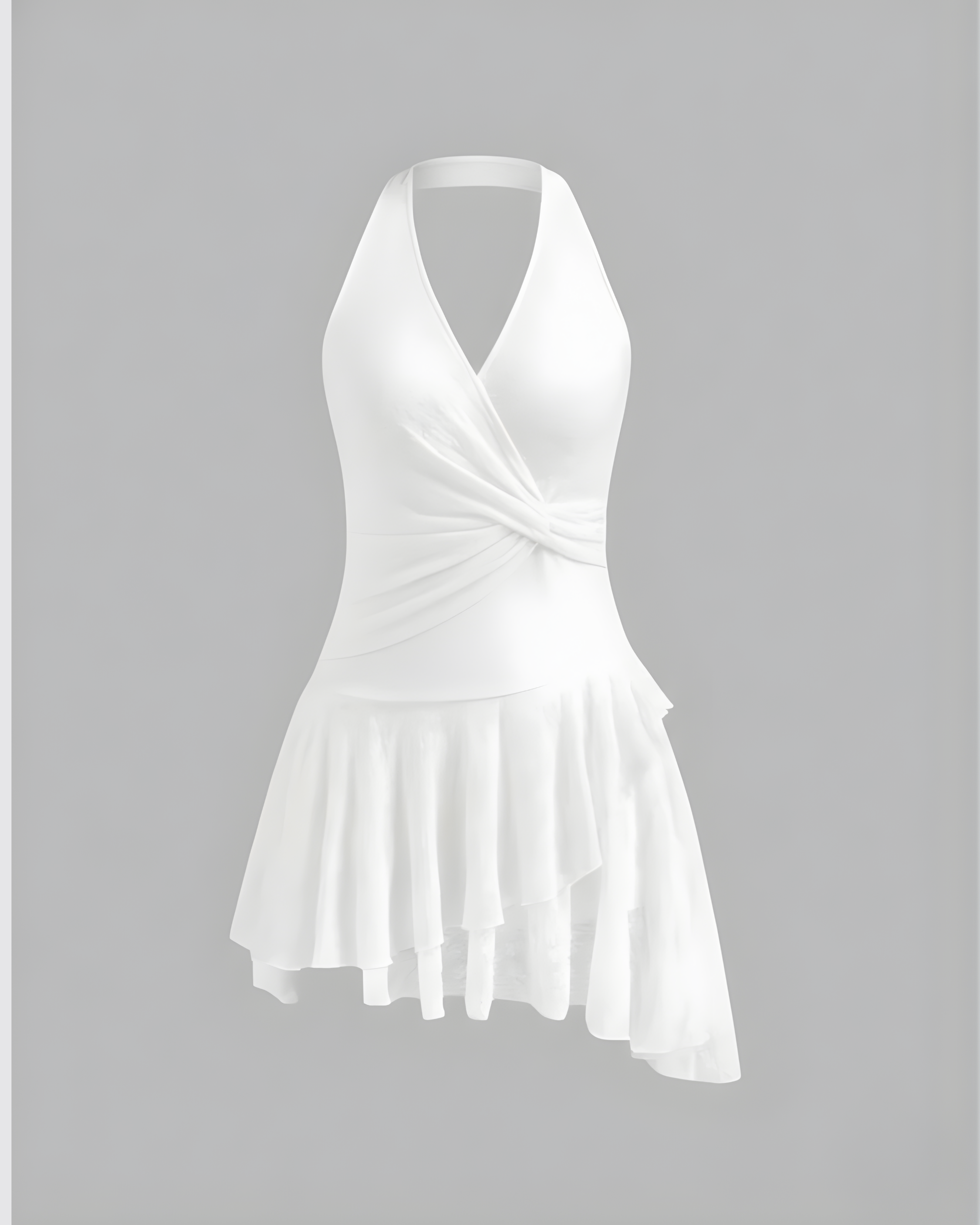 Lace Halter-Neck Mini Dress with Knotted Waist