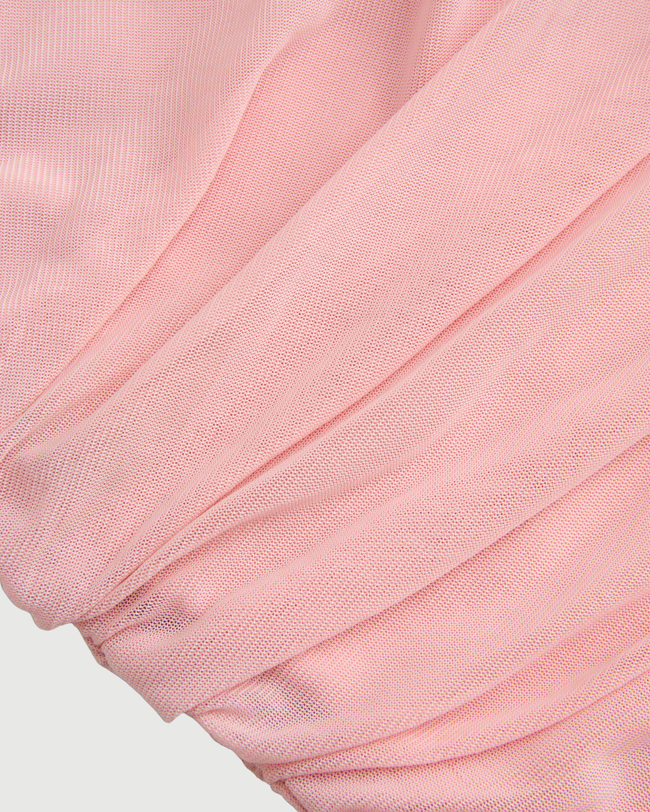 Solid Mesh Asymmetrical Neck Mini Dress with Tiered Ruffle Hem for Women - Pink